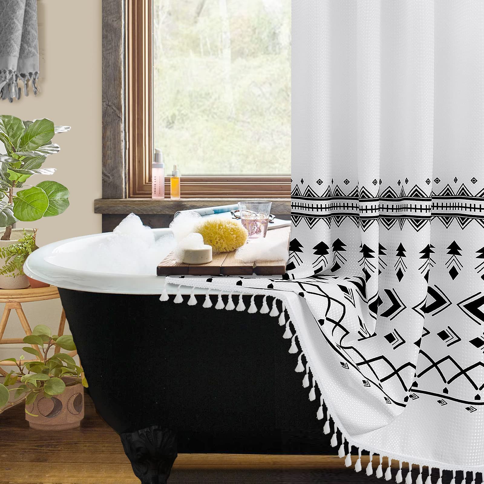 Premium Duschvorhang Aus Polyester, Wasserabweisend – Mit 12 Ringen & Beschwertem Saum, 183x198 Cm