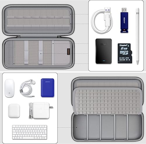 Miniatura 5 de Organizador de electrónica dura, organizador universal de cables de viaje, bolsa de almacenamiento de accesorios electrónicos grandes para adaptador