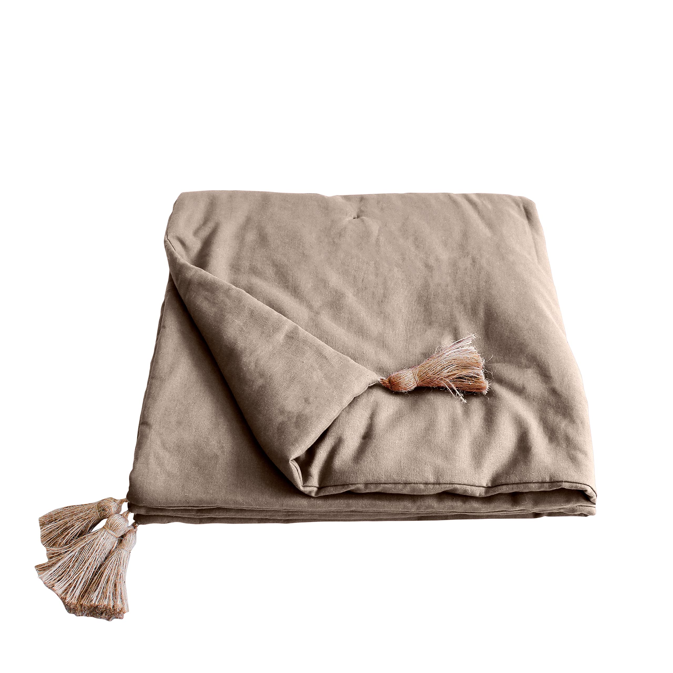 Copriletto Leggero ED ENJOY HOME – Grigio Chiaro Con 4 Pompon In Iuta – 90x190 Cm – 100% Cotone Oeko-TEX – Collezione Panama