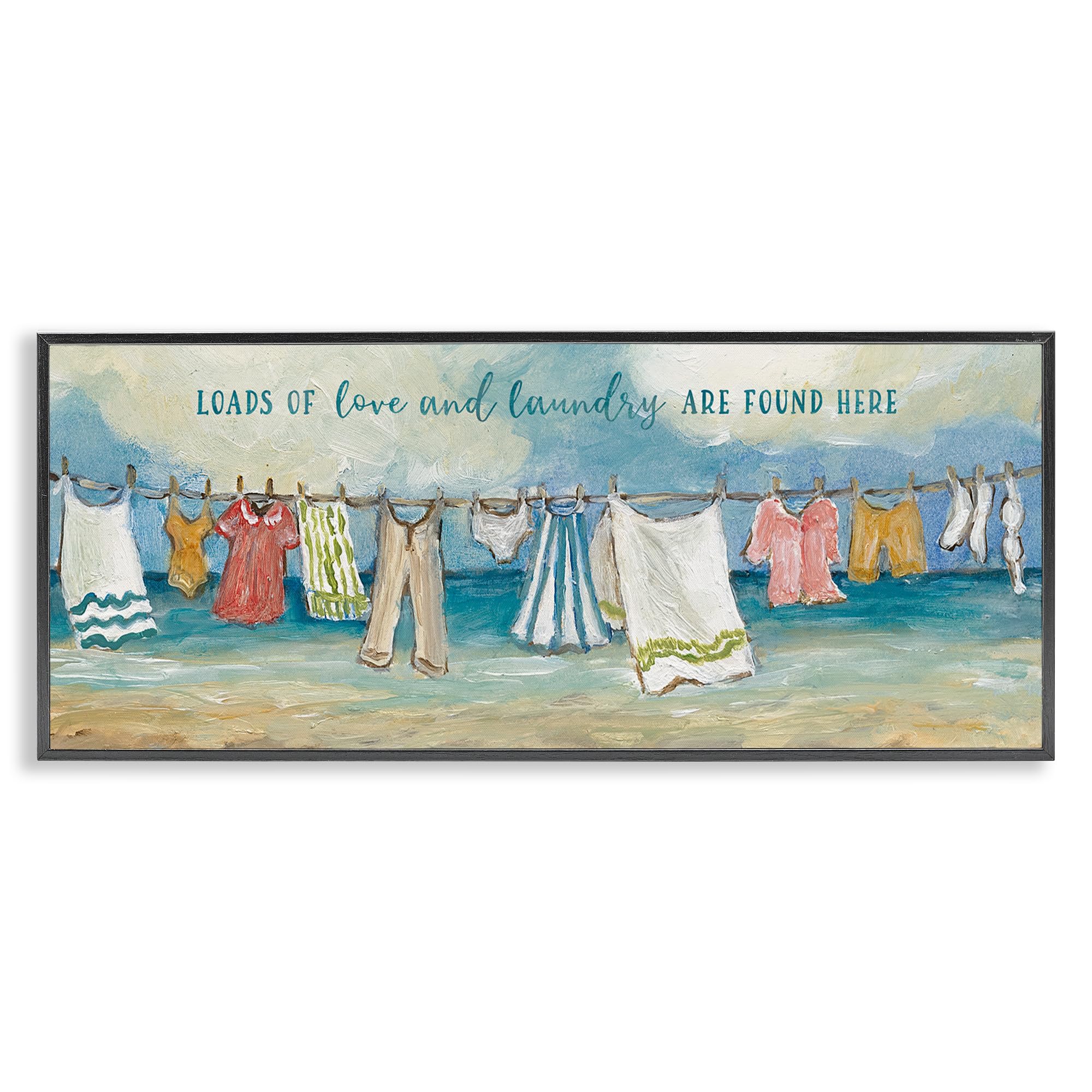 Stupell Industries Midnight Black (Textured) 'Laundry By The Sea'| Framed Giclee Art