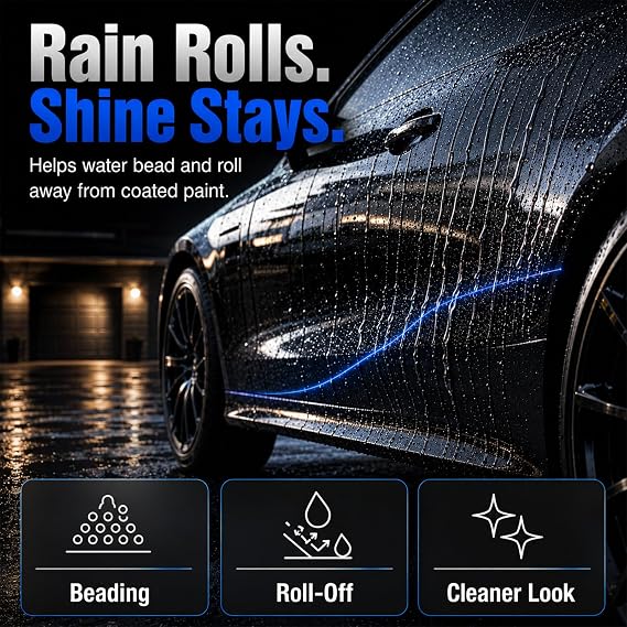 Nano Ceramic Coating Spray for Cars, Hydrophobic Spray Wax & Paint Sealant, High Gloss Quick Detailer with Microfiber Towel, UV & Stain Resistant for Auto Paint Glass Wheels Trim, 16.9 Fl Oz