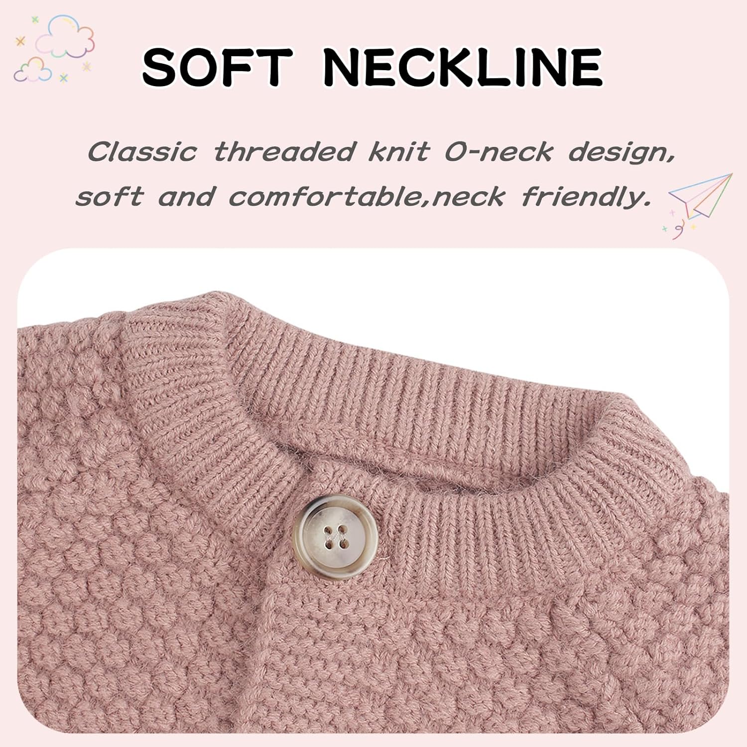Peecabe Toddler Girl Sweaters Cable Knit Long Sleeve Crewneck Chunky Crochet Cardigans 1-6T - Image 3