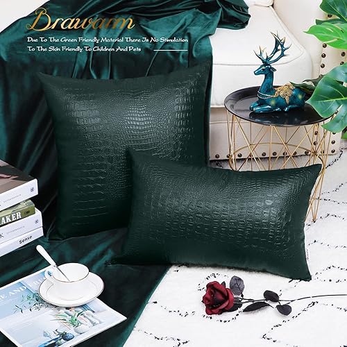 Miniatura 114 de BRAWARM Fundas de almohada de piel sintética de 16 x 16 pulgadas, paquete de 2 fundas de almohada de cuero plateado, almohadas decorativas de piel