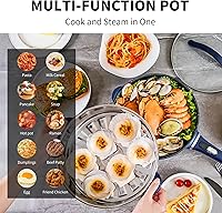 Vista 4 de 3-Quart Electric Hot Pot & wok Nonstick with Steamer Electric Skillet 1200W for Dorm, Home, Gifts (Includes Silicone Spatula) Multi-Cooker