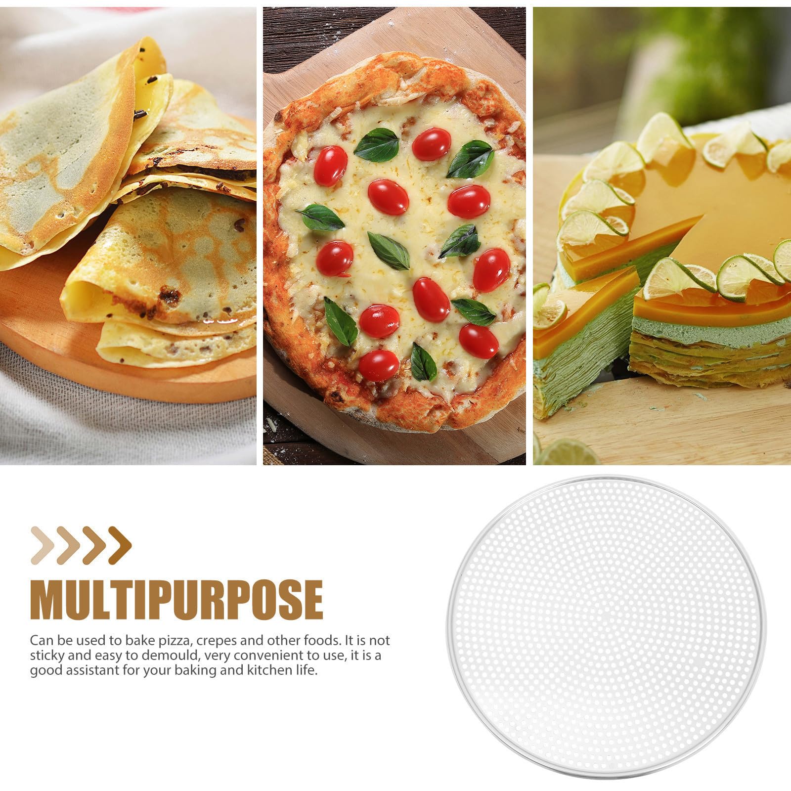 Rundes Pizzablech aus Aluminium mit Löchern für Wärmeableitung und Einfache Reinigung Multifunktionales Backblech für Zuhause und Westliche Restaurants