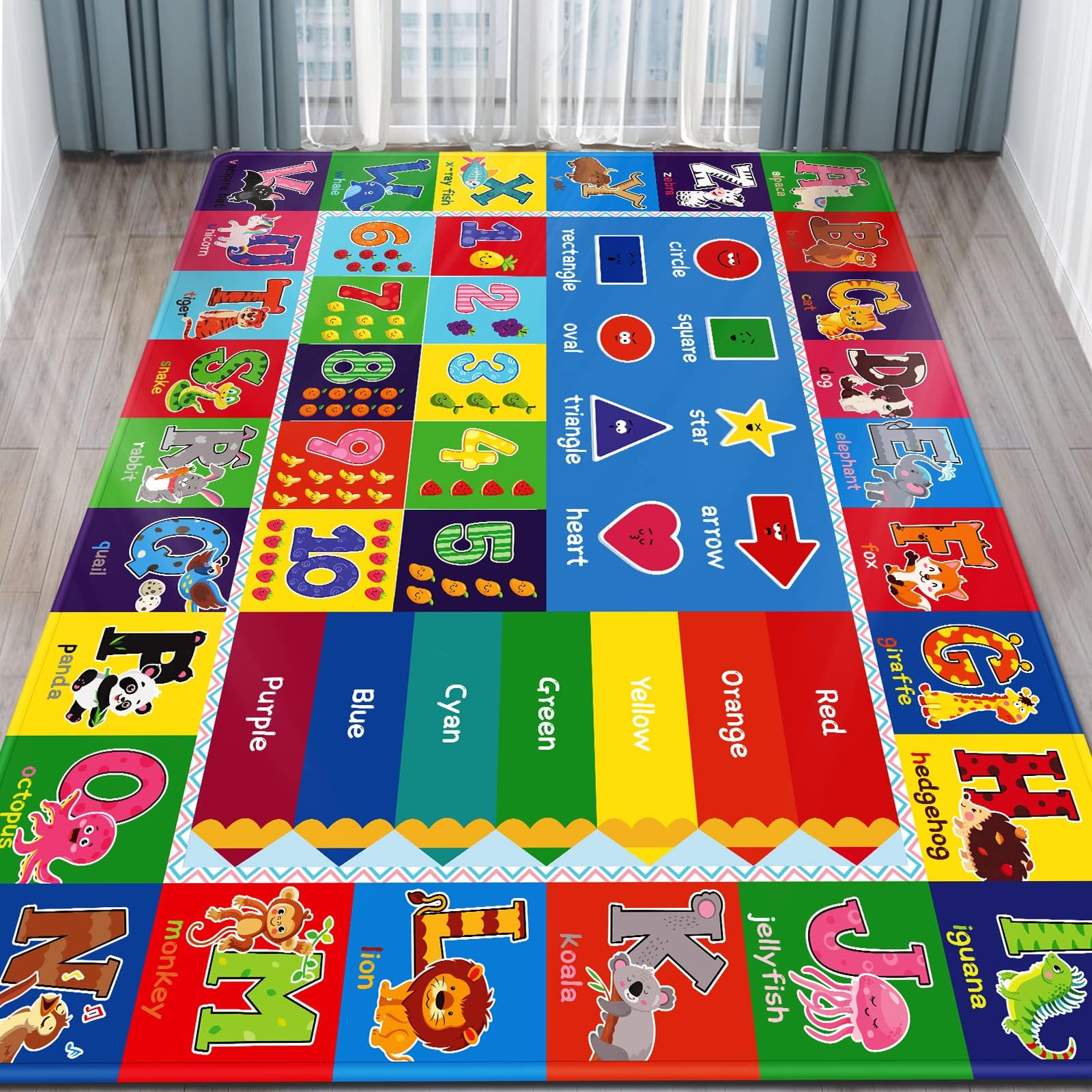 LIVEBOX Kids Rug Educational ABC Rug for Playroom, 4'x5