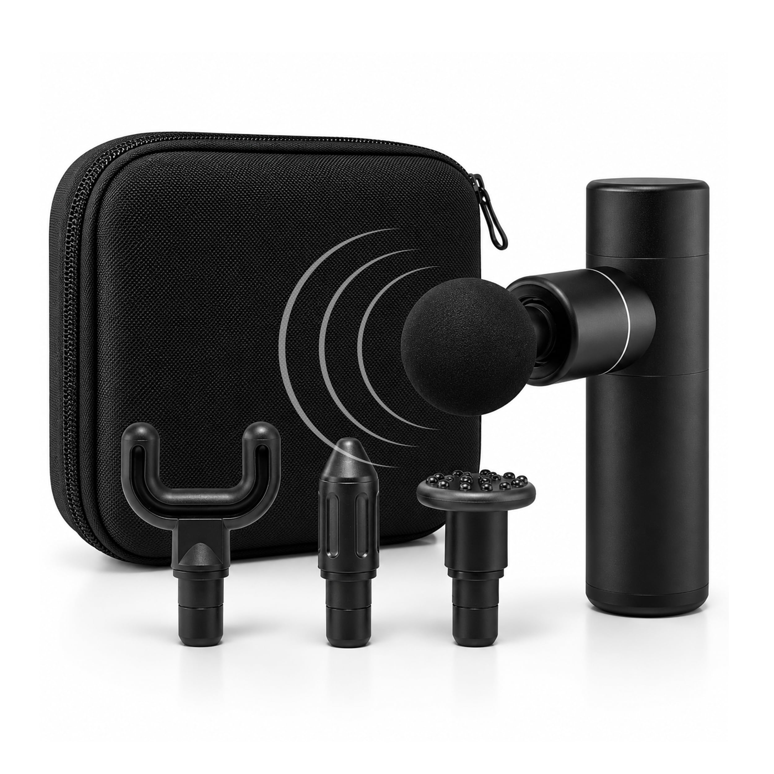 Pistola de Masaje Professional - Aparato de Masaje - 30 kg de Presión - 10 Velocidades - Recargable por USB-C - 4 Cabezales de Masaje - Incluye Estuche de Transporte - Silenciosa