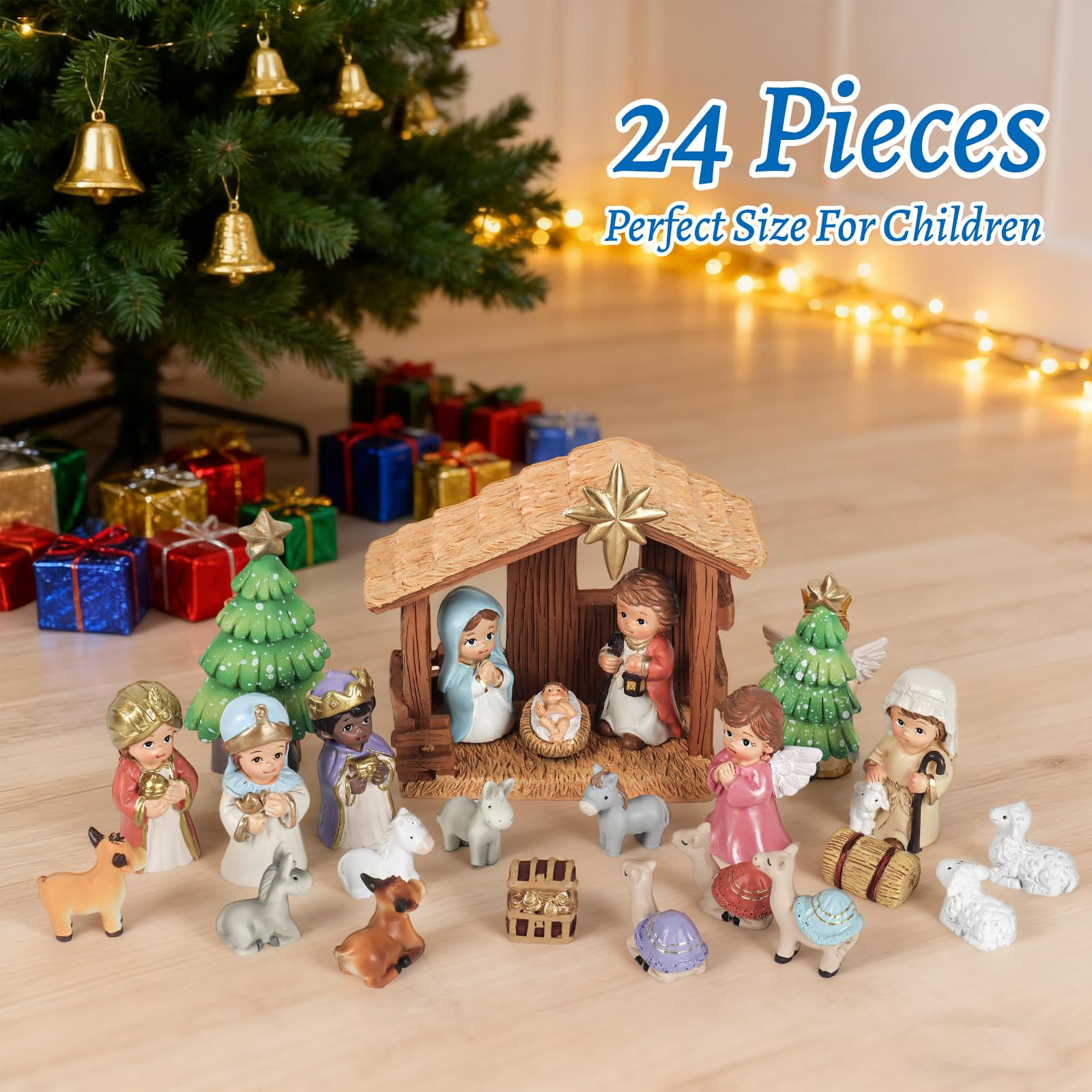 Kit de crèche de Noël en résine avec figurines - Crèche traditionnelle - Statue - Crèche de Noël - Jésus - Kit de décoration