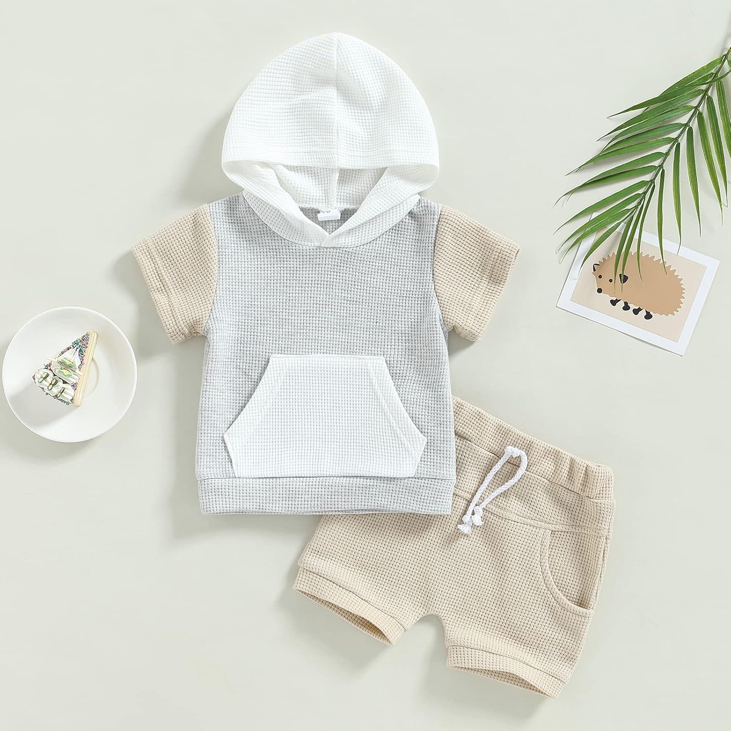 Kayotuas Toddler Baby Boy Summer Clothes Cute Short Sleeve Hooded Tshirt Top and Casual Shorts Set Infant 2 Piece Outfits - Image 2