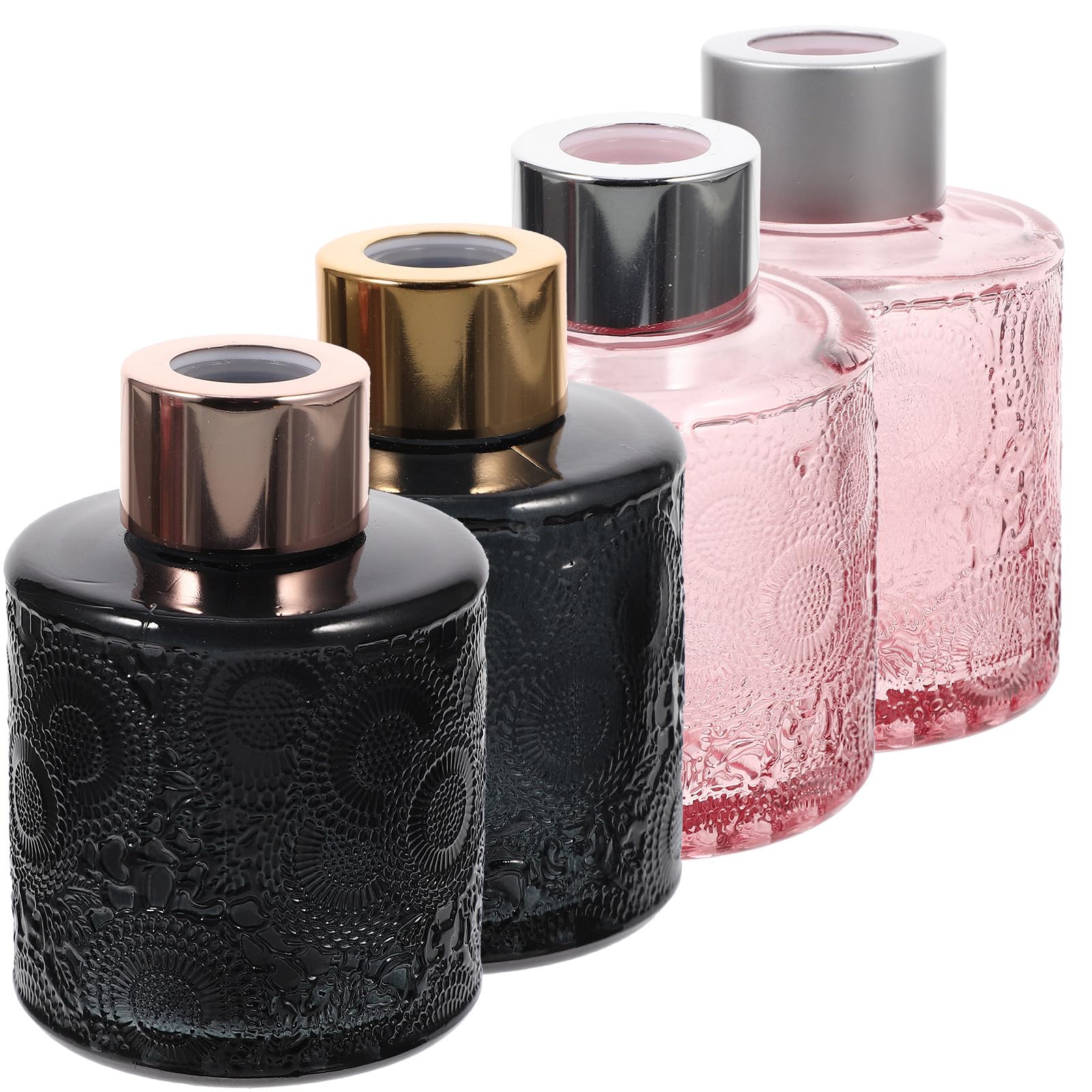 Botellas de vidrio para aromaterapia sin llama frascos difusores con relieve COOLHIYA