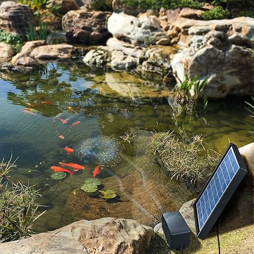 Miniatura 2 de Bomba de aire solar de 6 W para estanque de peces, 12.68 GPH, cable de 10 pies, manguera de 8.2 pies, 2 piedras de burbujas, panel solar de 11 x 7.1