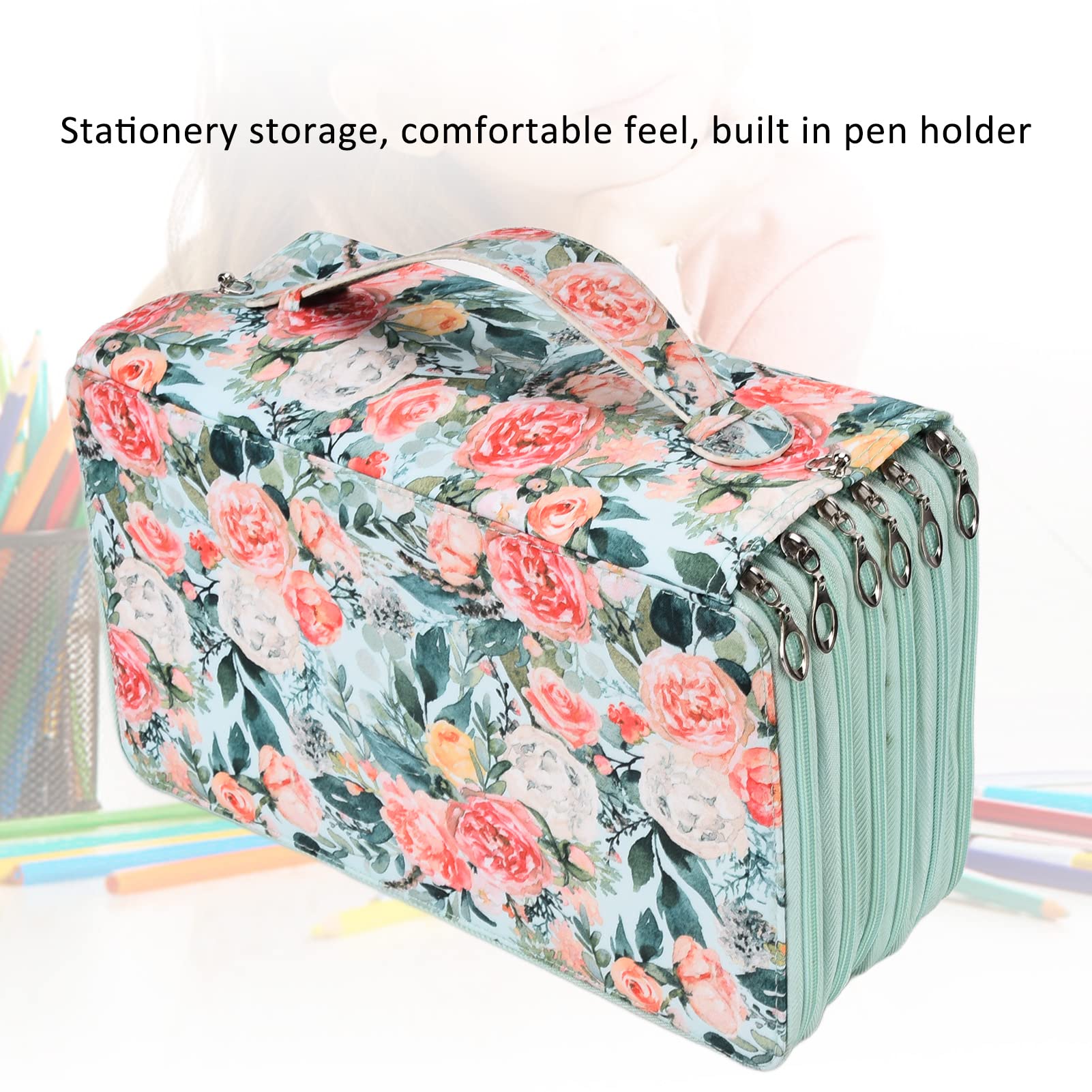 Astuccio per Matite da 120 Scomparti di Grande capacità, di Squisita Fattura, per Astuccio Portatile Rosa per la Scuola (rosa verde)
