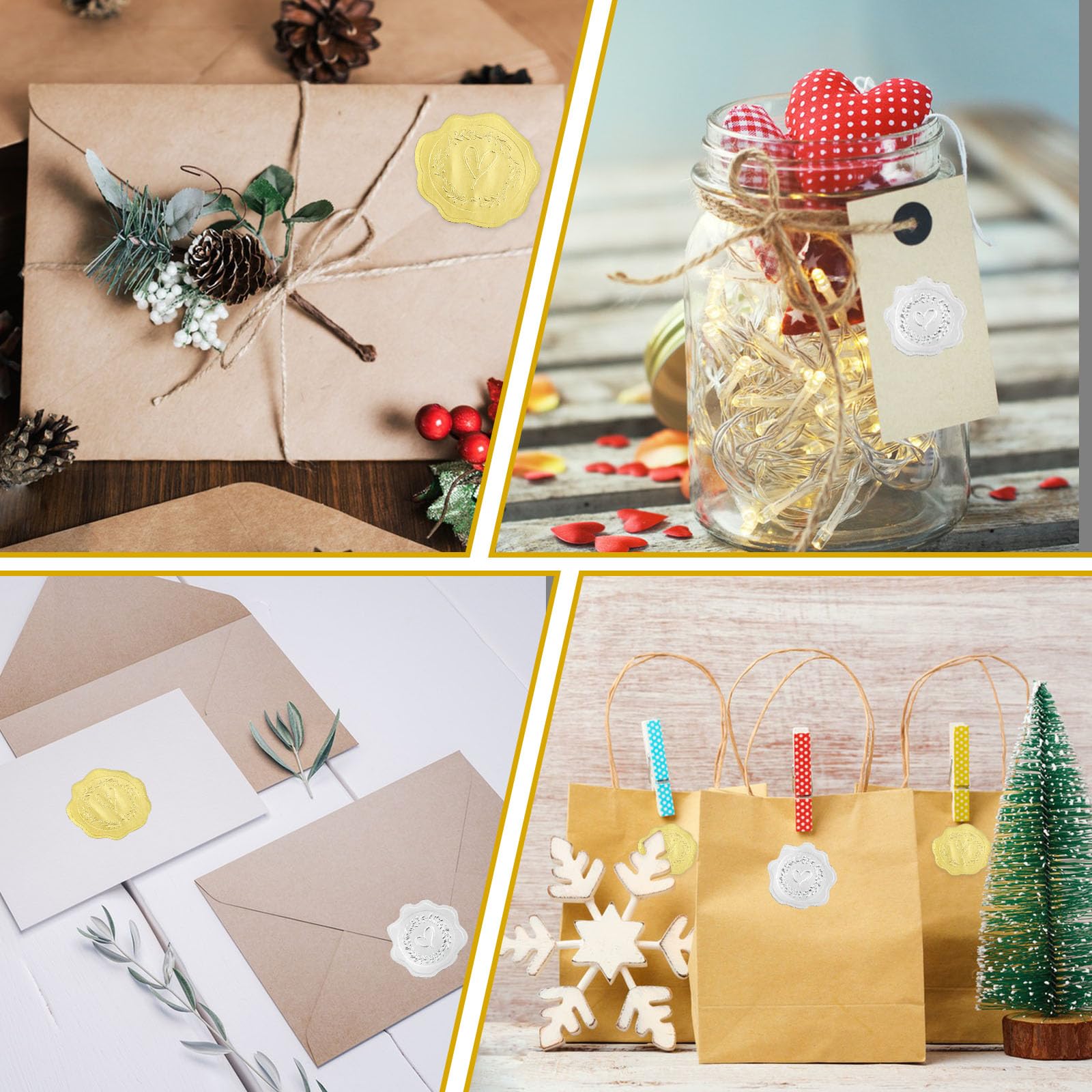 Pegatinas De Cera Autoadhesivas Doradas En Forma De Corazón - 100 Unidades, Para Sobres E Invitaciones