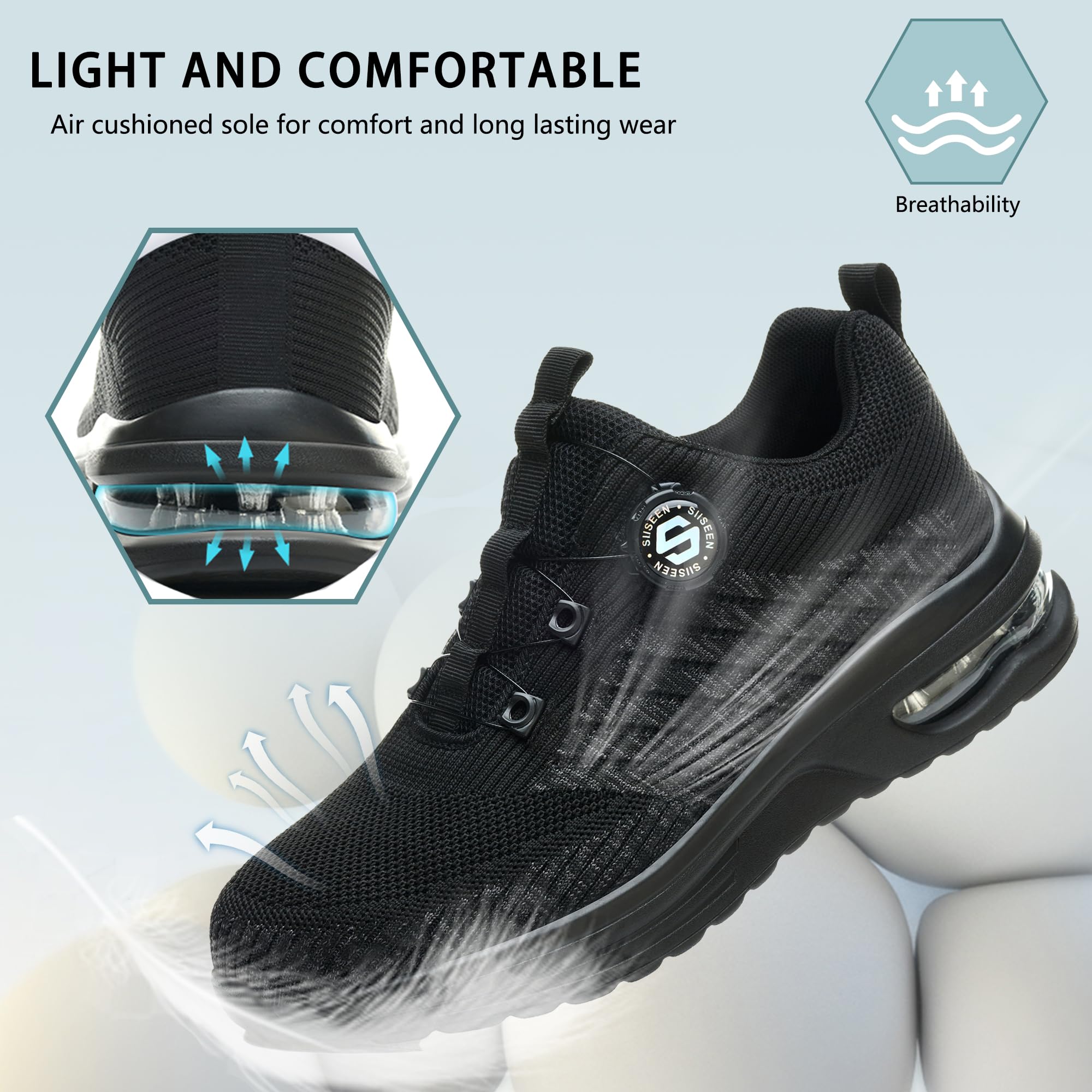 Zapatos de Seguridad Punta de Acero Transpirable Antideslizante para Hombre Mujer