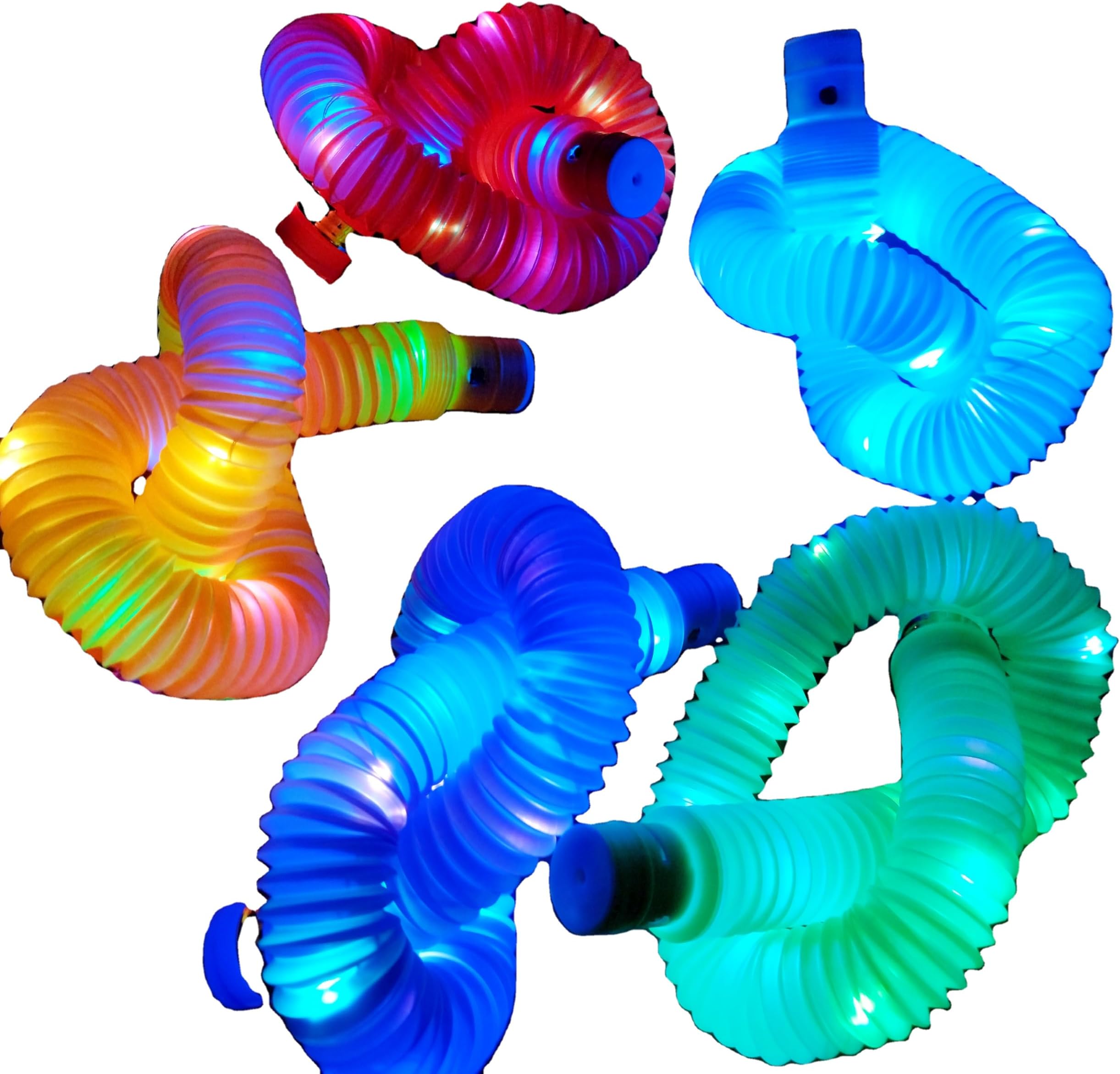 VGRASSP LED Light Push and Pull Pipe Tube Toy for Kids, Toddlers - Stretch and Bend Into Your Own Way - Smooth Sensory Fidget Toy - Multicolor (Color As Per Stock) (Pack of 1)