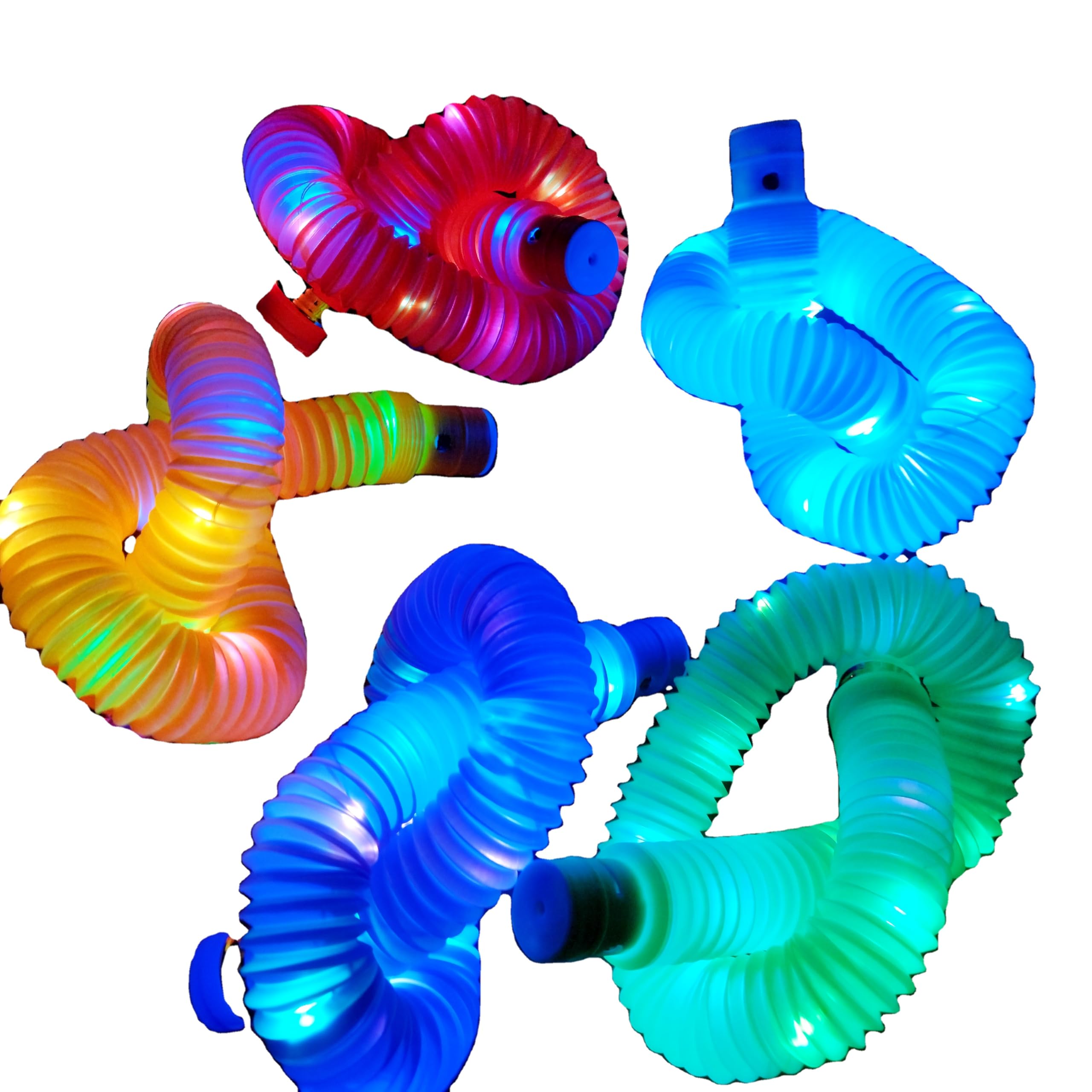 VGRASSP LED Light Push and Pull Pipe Tube Toy for Kids, Toddlers - Stretch and Bend Into Your Own Way - Smooth Sensory Fidget Toy - Multicolor (Color As Per Stock) (Pack of 1)