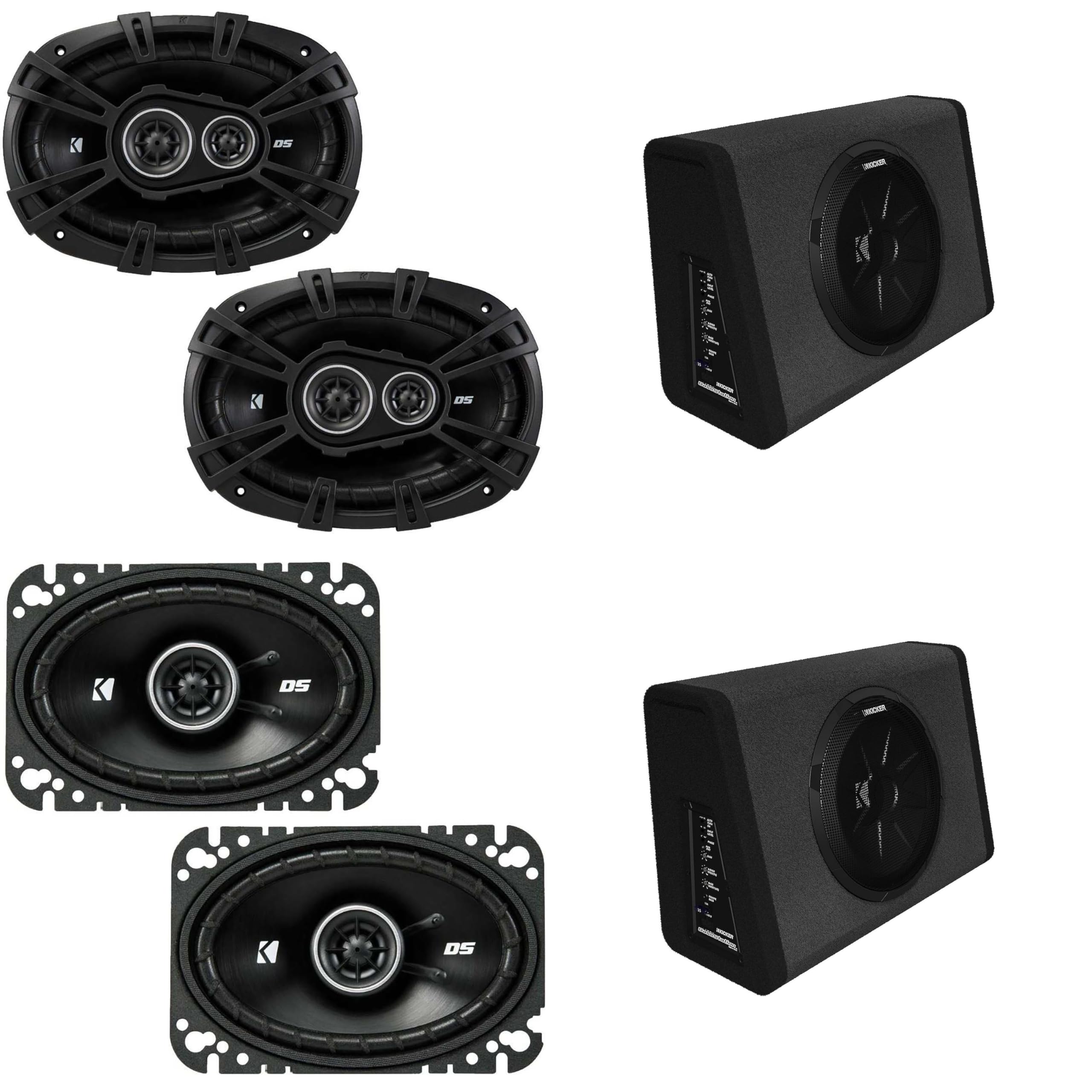 Kicker (2) 11PT250 Truck Enclosure & DSC69304 DS-Series 6x9 & 43DSC4604 4x6 Bundle