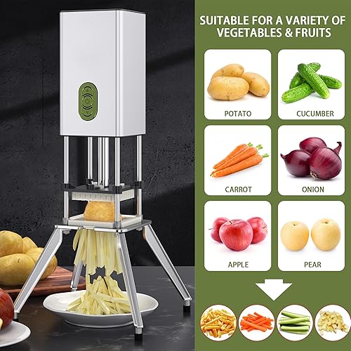 Miniatura 5 de JNSTU Cortador eléctrico de papas fritas, máquina de corte vertical de papas fritas, fabricante comercial de papas fritas con hoja de 12 y 38