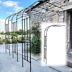 Arco Da Giardino In Metallo 2.4M - Traliccio Per Piante Rampicanti Verde Scuro - Foto 9