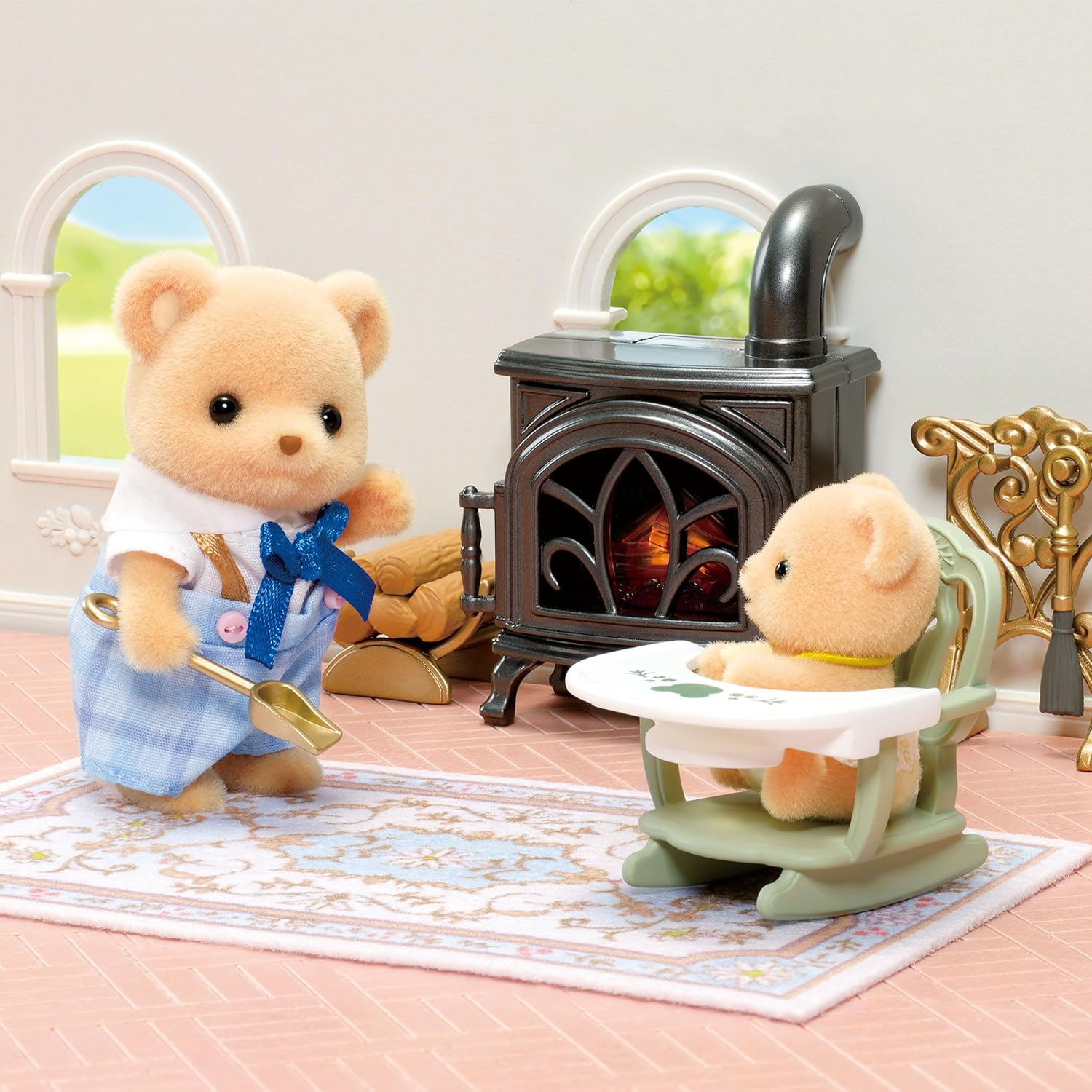 Sylvanian Families Epoch Epoch Se-215 ST Mark Certified, Toy Doll House, Sparkling Waterside with Red Roof, Elegant Dining Room, for Ages 3 and Up