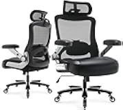 600lbs Big and Tall Office Chair- Heavy Duty Executive Computer Chair with 3D Flip Arms Large Wheels, Ergonomic Mesh High Back Desk Chair, Extra Wide Seat Adjustable Lumbar Support&Headrest