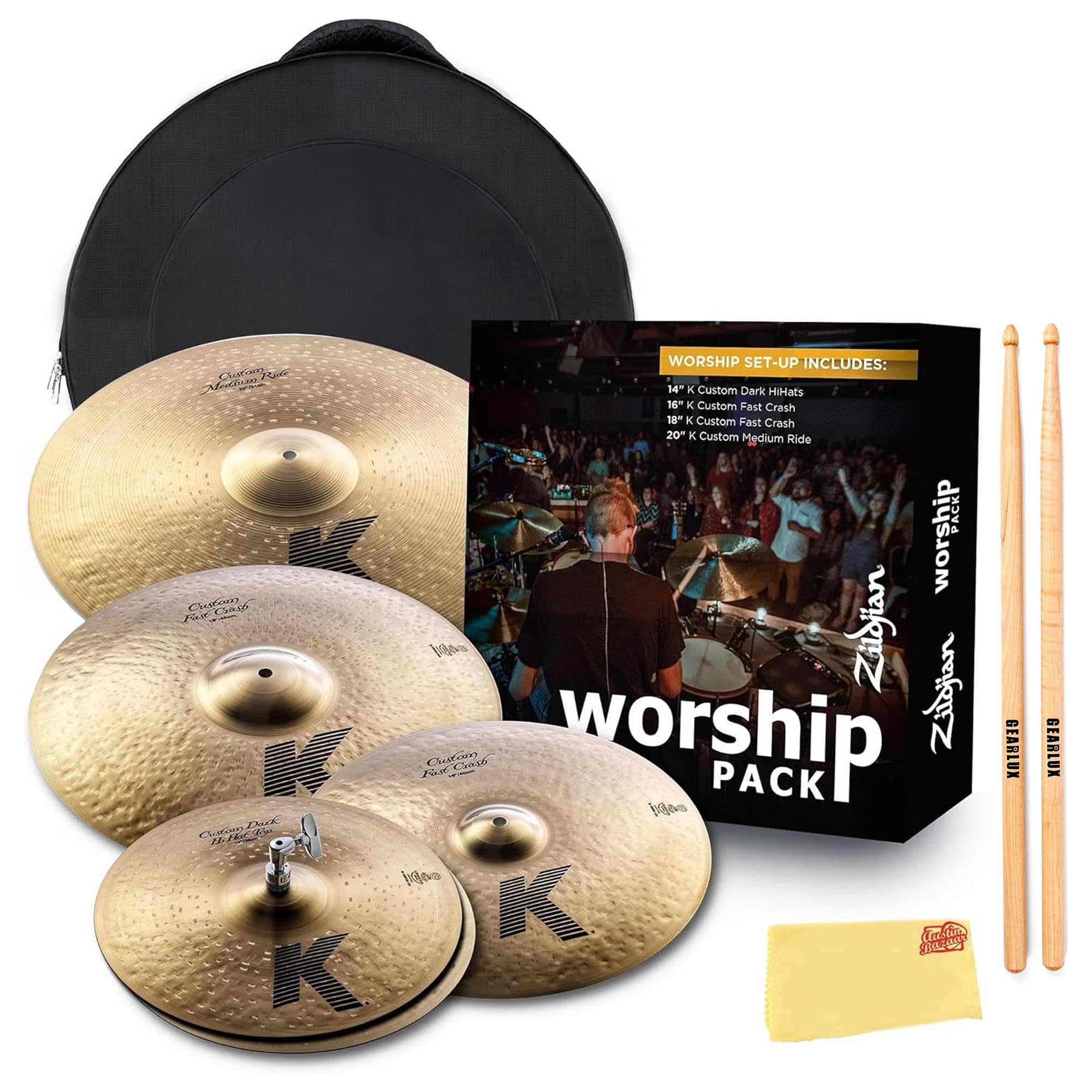 Amazon.com: Zildjian KC0801W K Custom Worship Cymbal Pack 14/16/18