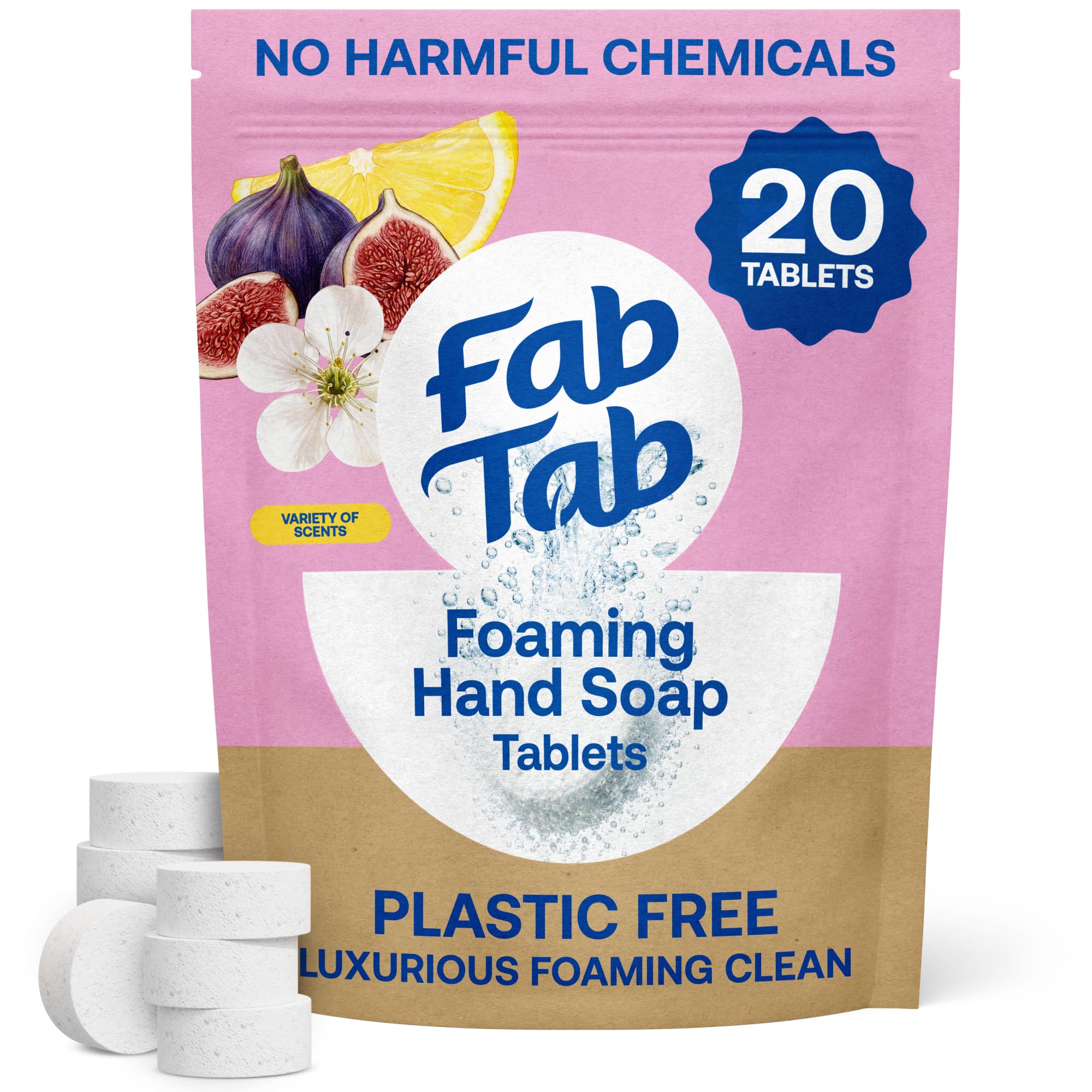 Fab Tab Ricariche di sapone per le mani, compresse, confezione da 20, 100%