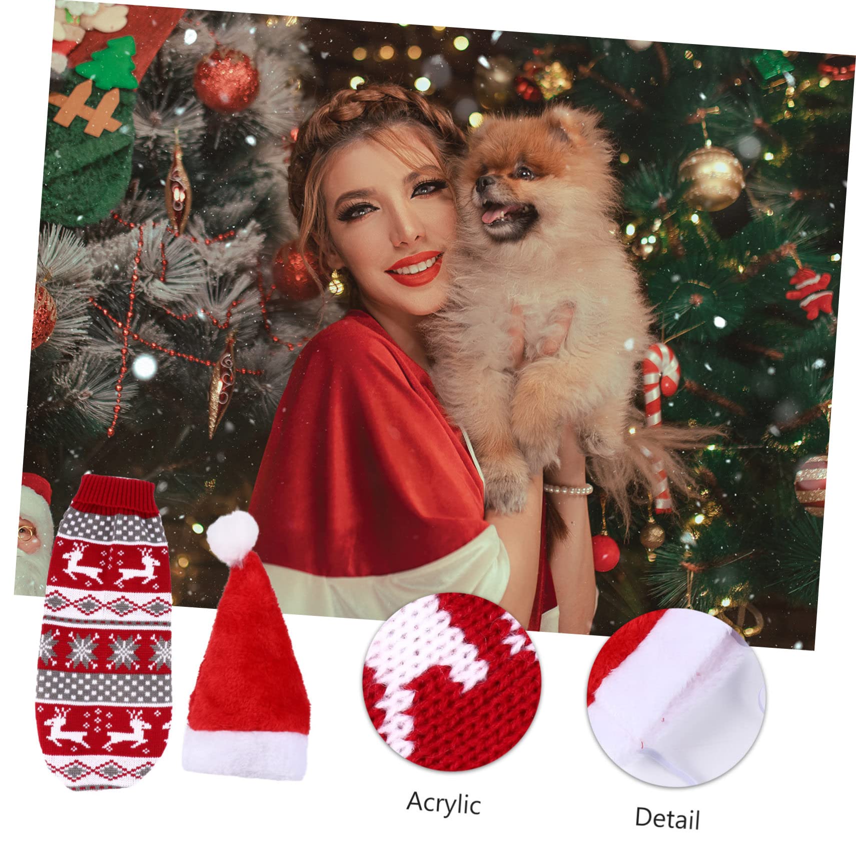HMJGDHX 2 Pezzi Renna Vestiti per Animali Domestici Maglione di Natale Cane Vestiti Caldi Costume per Cuccioli Abbigliamento per Animali Cappello per Le Occasioni Invernali