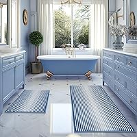 Vista 94 de BSICPRO Juego de alfombras y tapetes de baño, 2 piezas de felpilla gruesa y absorbente, antideslizantes, suaves y peludas para baño, lavables a