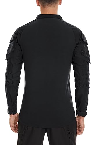 Miniatura 4 de TACVASEN Camisas militares tácticas para hombre, con cremallera de 14, camisa de combate de manga larga, resistente al viento, para senderismo, con