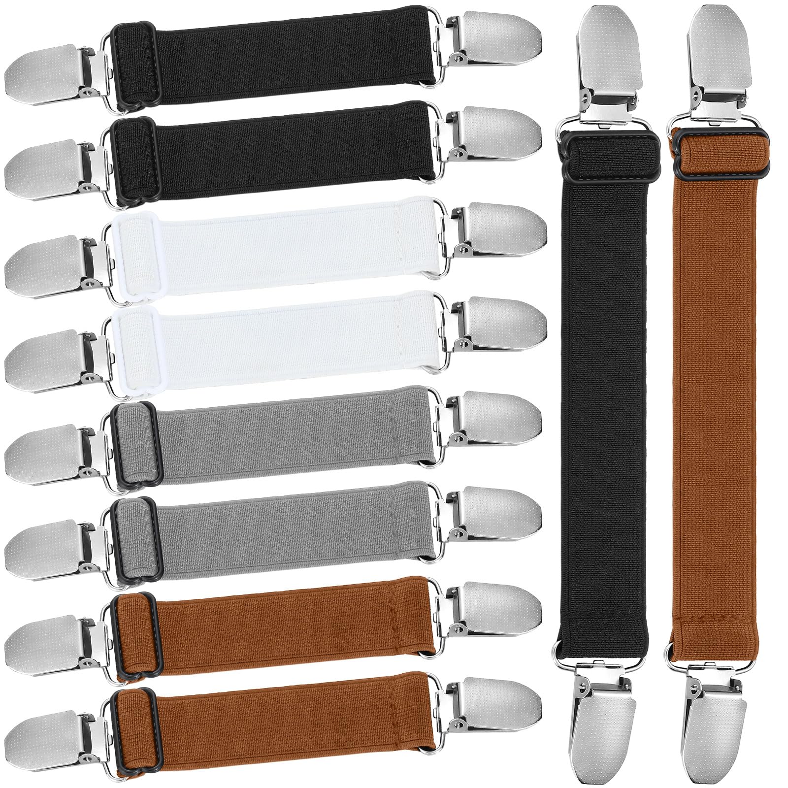 Twistover 10 Pcs Waist Cinch Clip Belt Pant Waist Tightener Adjustable Sandal Straps Elastic Straps for Pant Shoes, 2 Size(Multicolored)