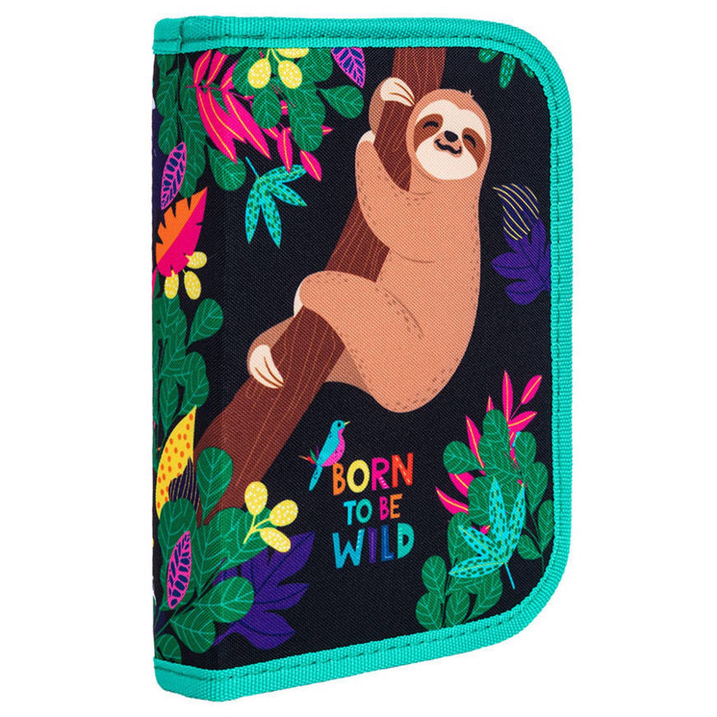 itenga Grundschul Ranzen Set - Schulranzen Set 3 teilig für Jungen und Mädchen mit Mäppchen Etui und Turnbeutel (Motiv Faultier - WILDKID)
