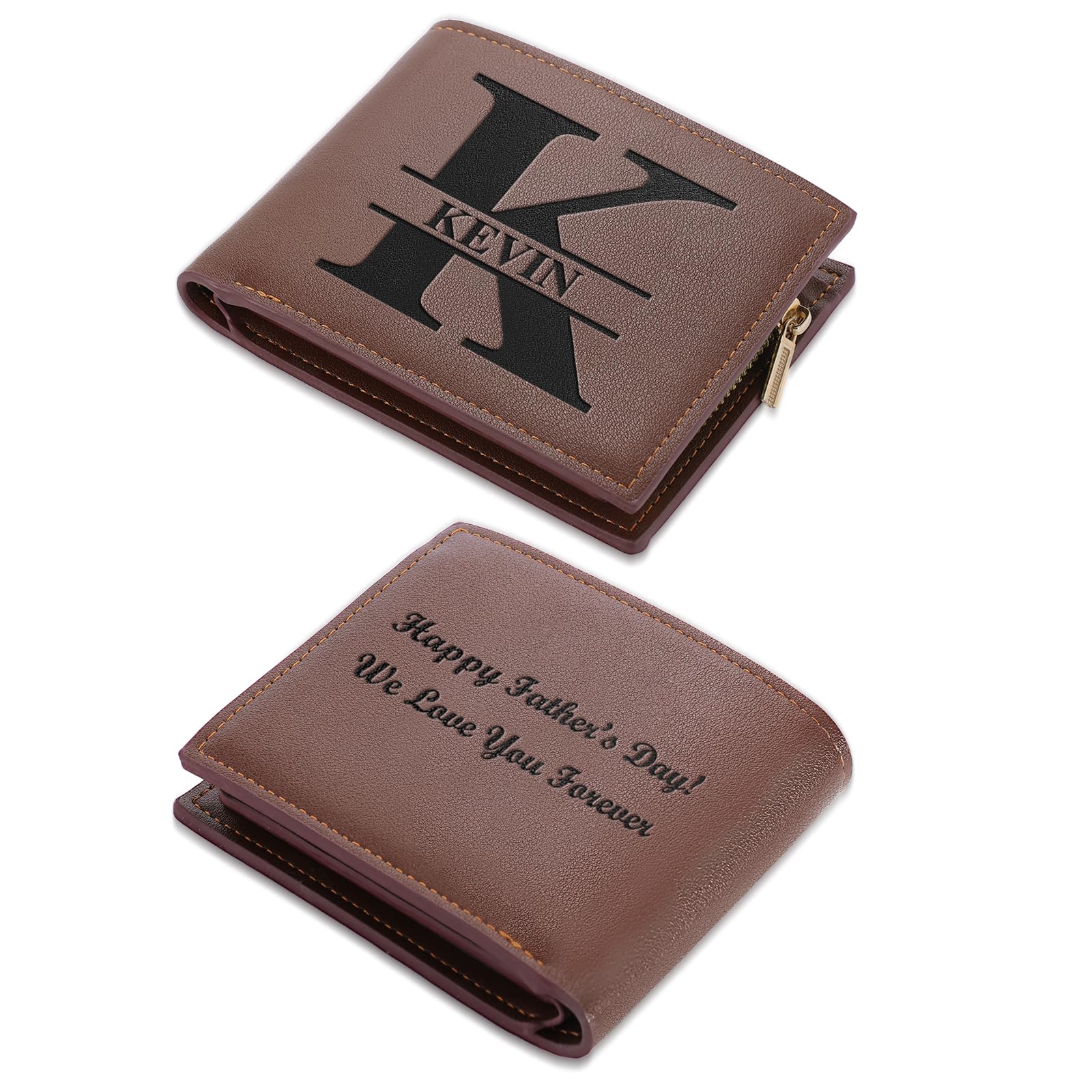 Oksparao Custom Wallets for Men Customized Leather Wallet with Name & Text Personalized Fathers Day Wallets Gifts from Wife Daughter Son