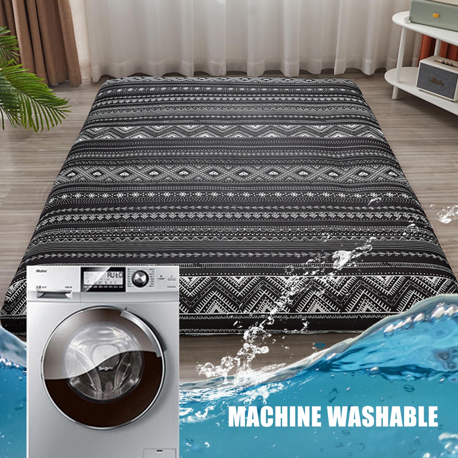 Queen Futon-Matratzenbezug mit Reißverschluss, waschbarer japanischer Bodenmatratzenschutz, staubdicht, Futonbezug, 120 x 200 cm (B)
