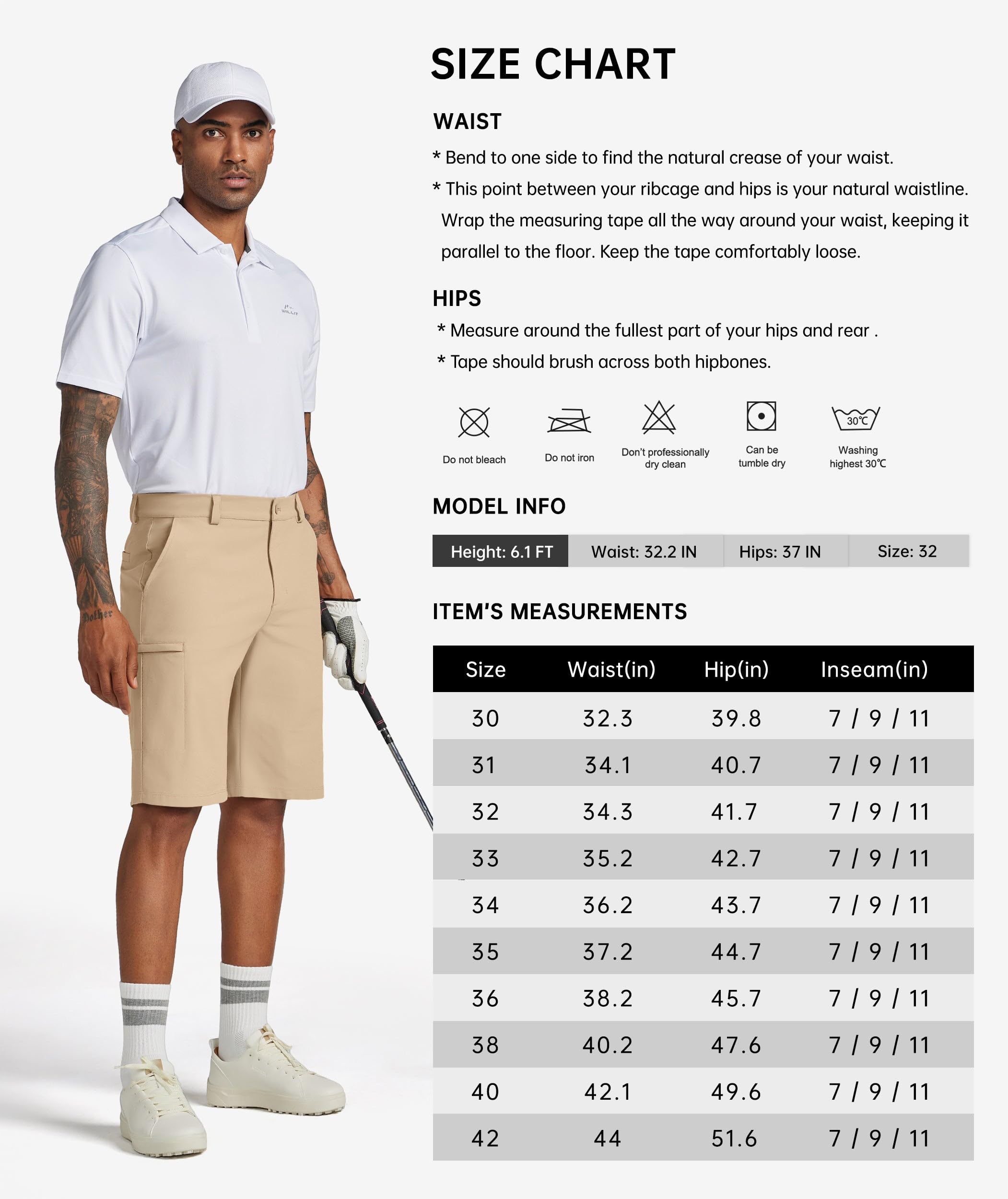 Willit Pantalones cortos de golf para hombre, elásticos, estilo cargo, de secado rápido, atléticos, casuales, con bolsillos, 17,8 cm, 22,8 cm y 27,9 cm