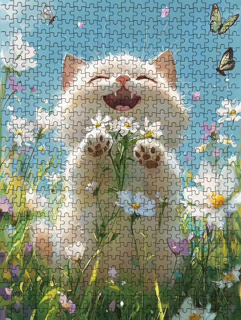 Katze Weiß Puzzle 4000 Teile, Klassische Puzzles, Geschicklichkeitsspiel Puzzle für Erwachsene, Puzzlespiele für Die Ganze Familie, Mit Schöner Verpackung, Dekoration Puzzles DX0YL3-628