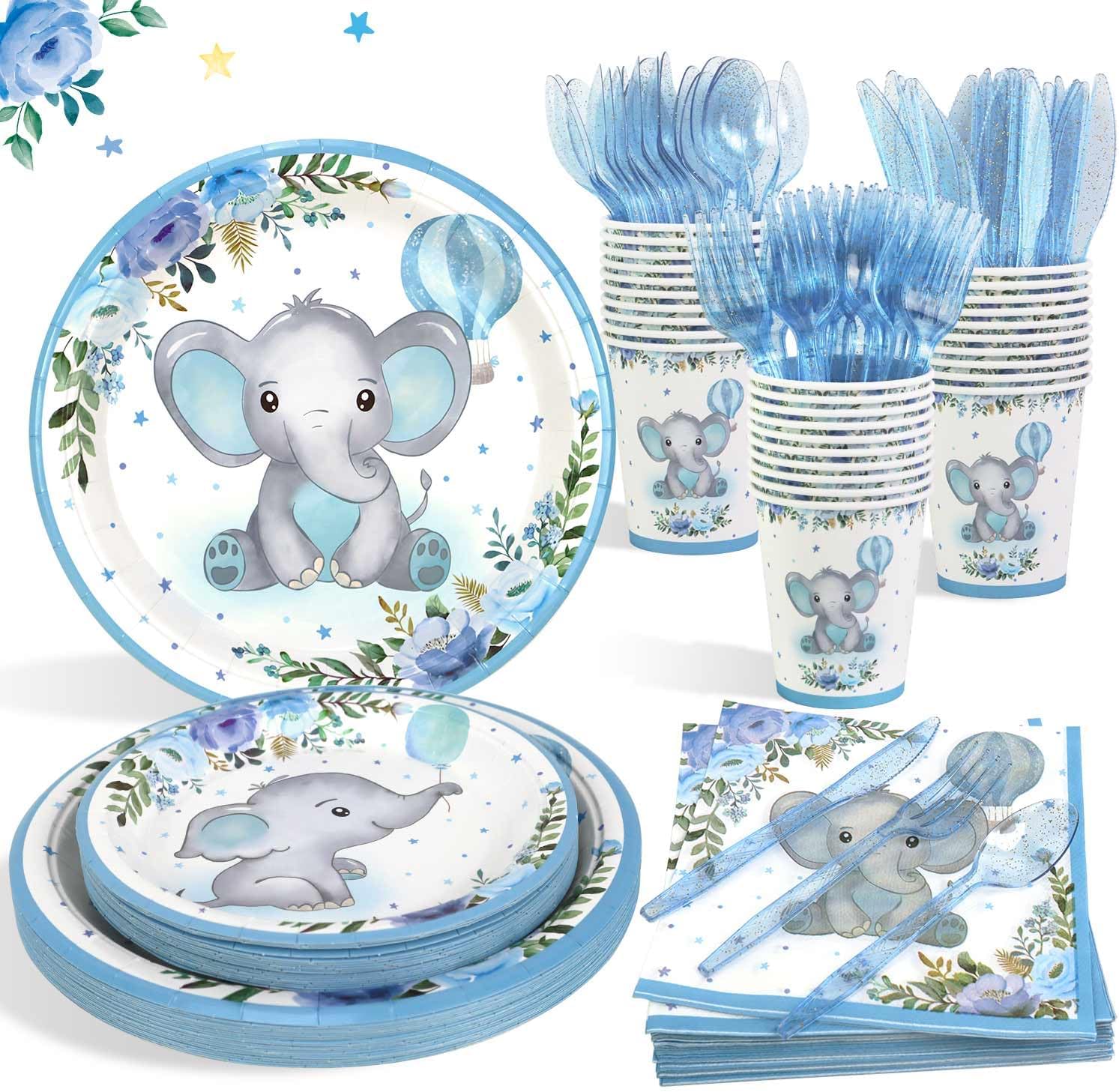 Amazon.com: Boy Baby Shower Decorations Plates Set 25 Guests,175 Pcs ...