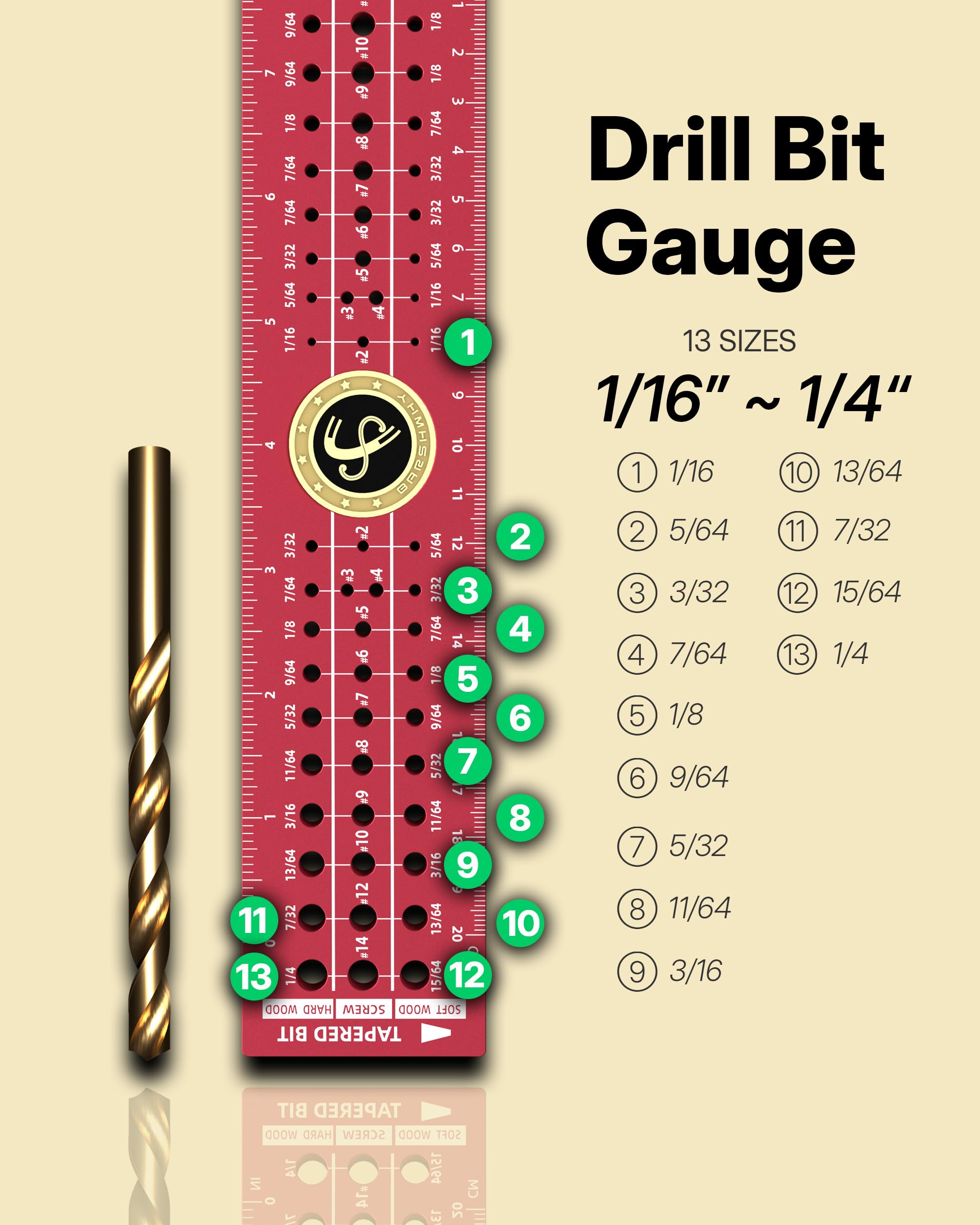 Drill Bit & Screw Gauge - Woodworking Tool -2