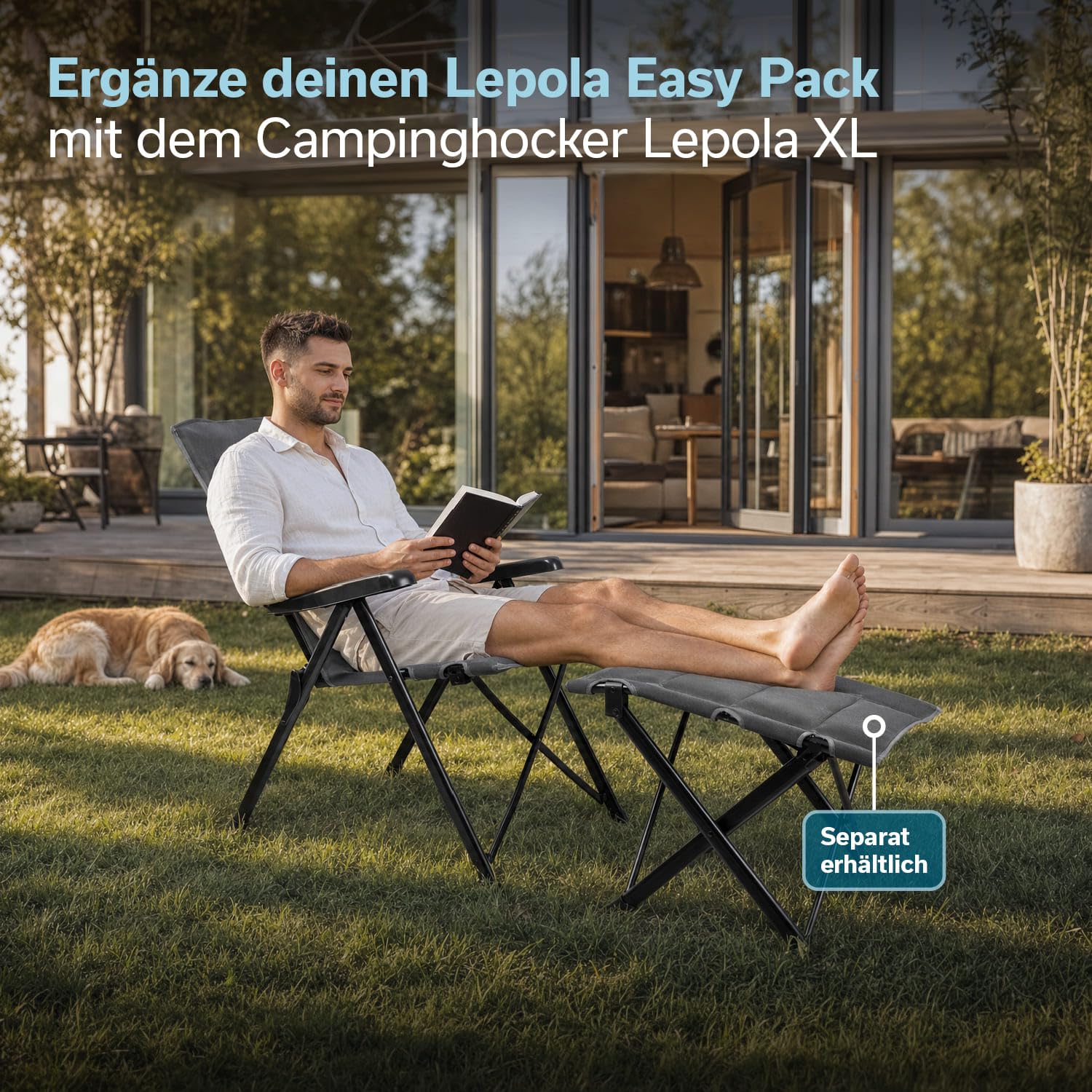 Skandika Klappstuhl Lepola | Campingstuhl faltbar aus Aluminium, Alu-Gartenstuhl, 7-Fach verstellbare Rückenlehne, 180kg belastbar, klappbar, hohe Lehne, Kopfstütze | Camping, Garten