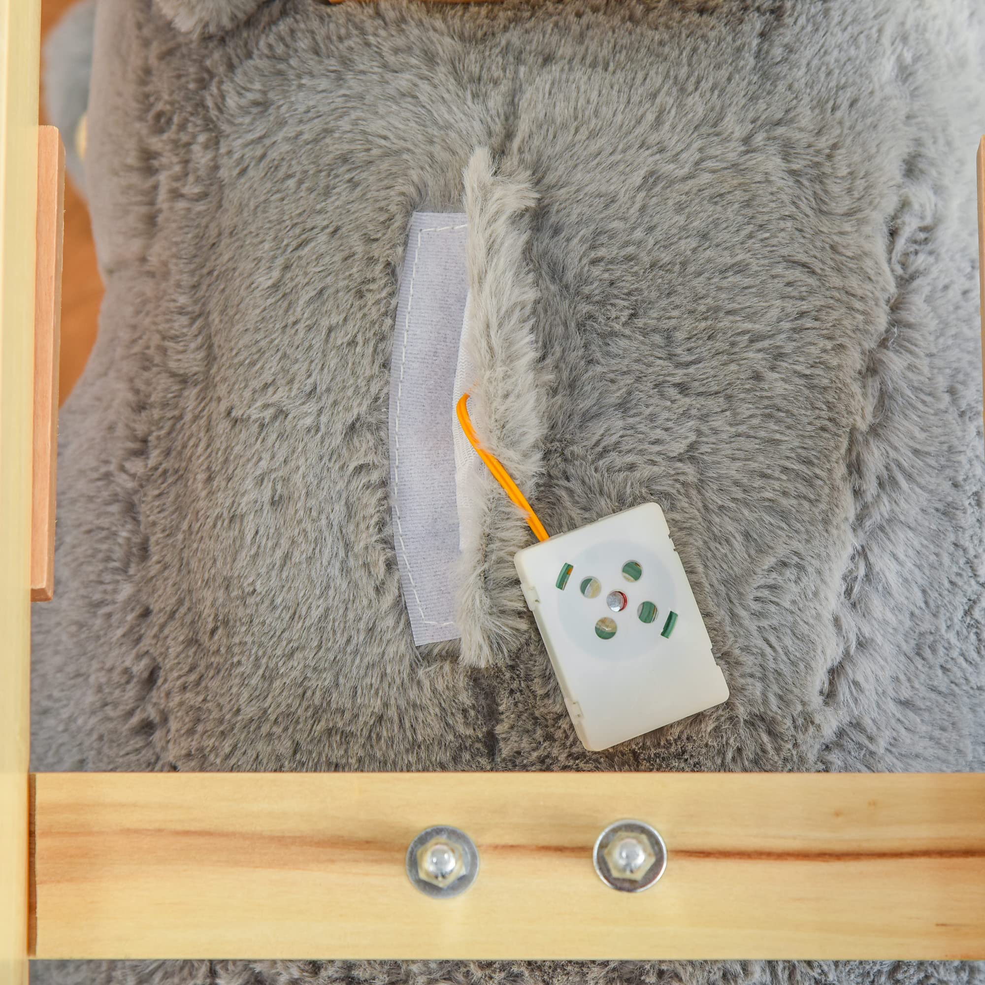 HOMCOM Caballito Balancín Infantil en Forma de Koala con Títere para Bebés 18-36 Meses con Sonido Cinturón de Seguridad y Reposapiés 60x33x50 cm Gris