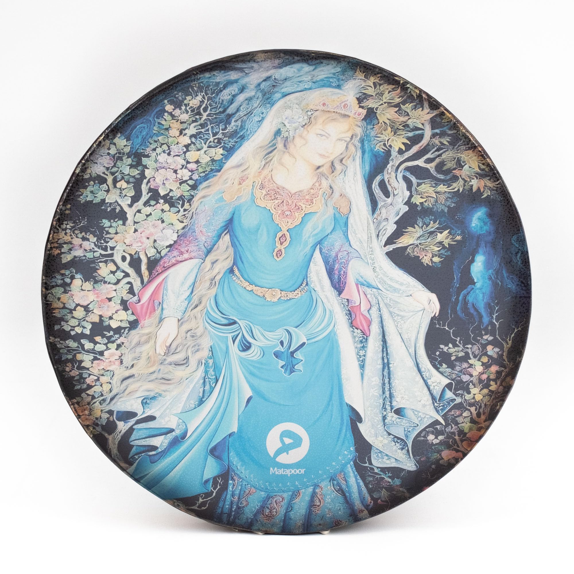 Daf Erbane by Matapoor Oriental Lady Design Light weight Wood With Nickel Rings Free case included