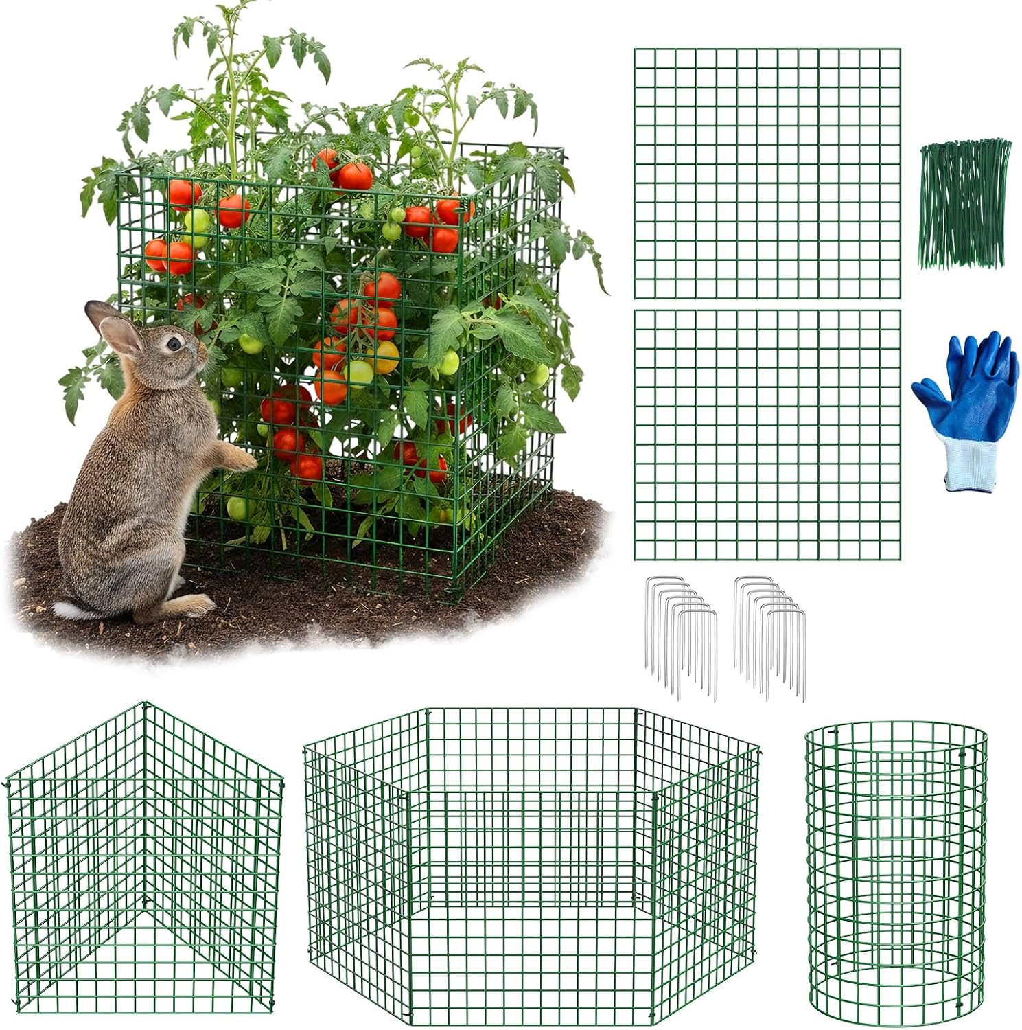 18PCS Plant Protectors from Animals, 13"x13" Metal Plant Cages for Outdoor Plants, Reusable Plant Covers from Animals, Garden Cloche & Chicken Wire Cloche for Vegetables, Flowers, Seedlings