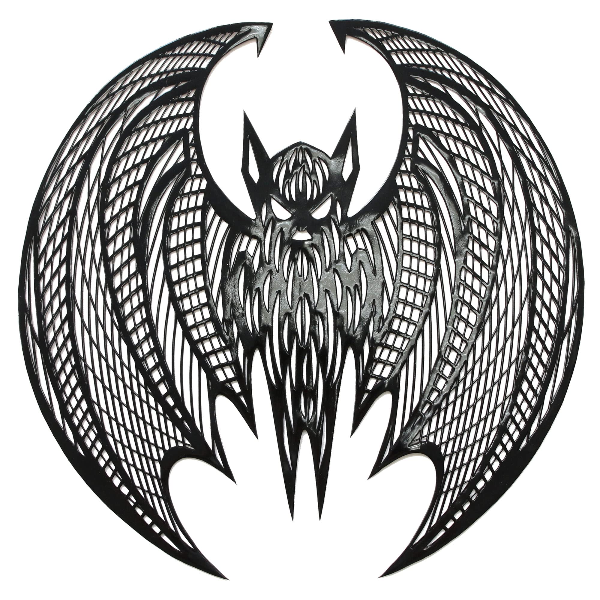 Wintop 15โ Round Pressed Vinyl Metallic Halloween Placemats for Dining Table Set of 6, Black Bat Place Mats Table Decoration