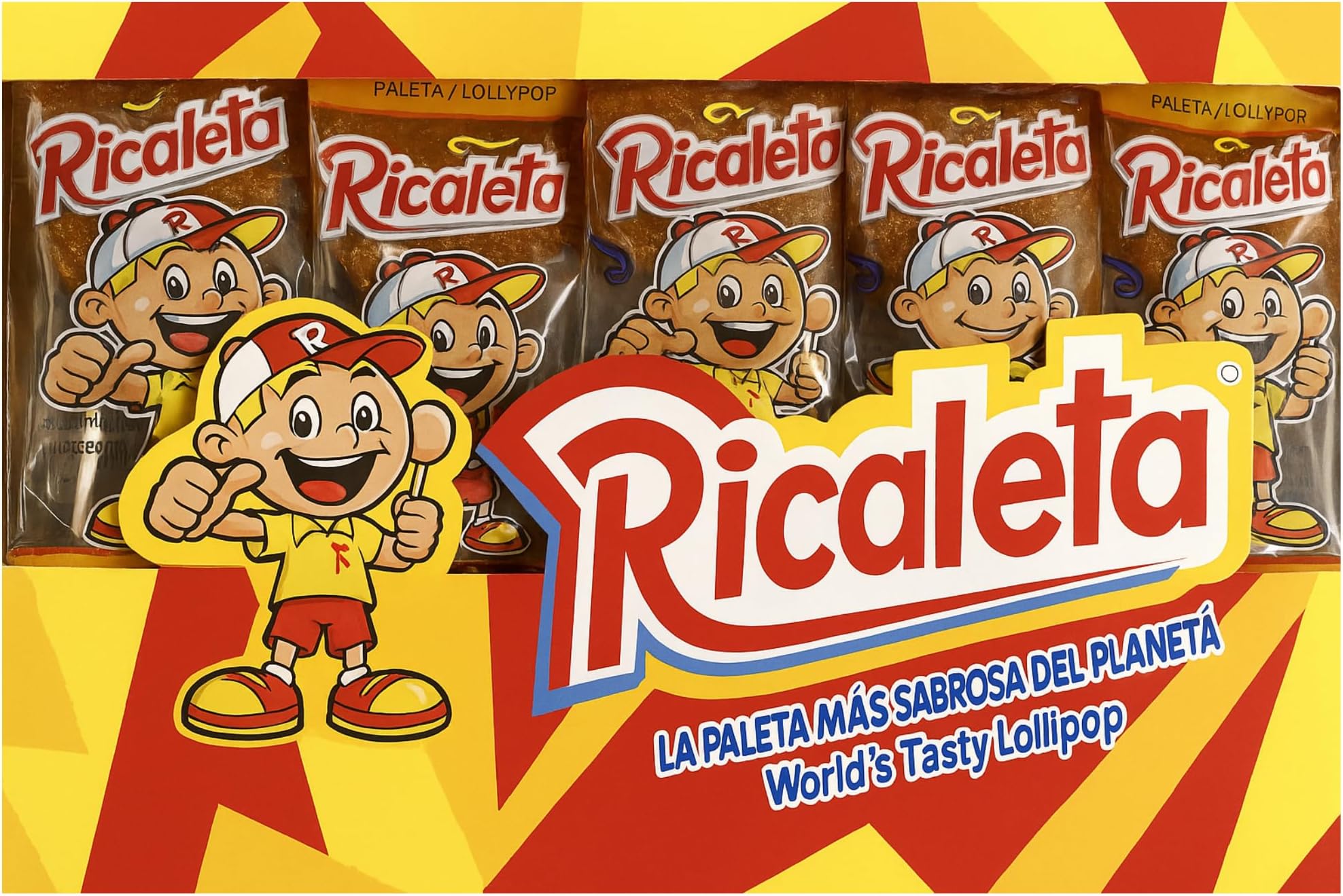 Ricaleta Tamarind Flavored Lollipop - 25 Units of Mexican Lollipops for a Unique Spicy Candy Experience - Perfect Tamarind Candy Treats with Authentic Flavor