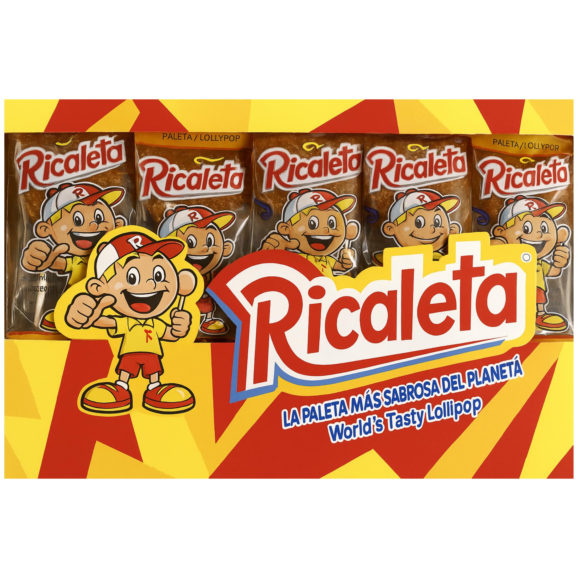 Ricaleta Tamarind Flavored Lollipop - 25 Units of Mexican Lollipops for a Unique Spicy Candy Experience - Perfect Tamarind Candy Treats with Authentic Flavor