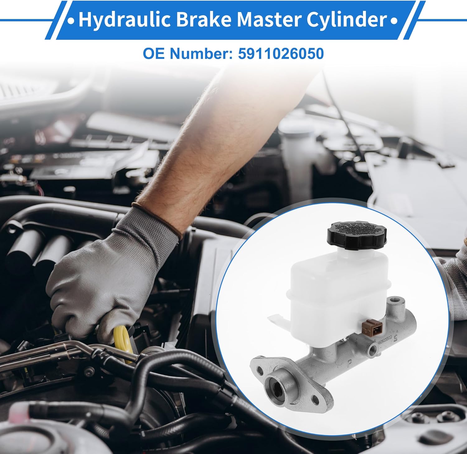 1 Pcs Brake Master Cylinder for Hyundai Santa Fe 2001-2005 Durable Aluminum Alloy,Plastic Engine Compartment Hydraulic Master Cylinder with Reservoir