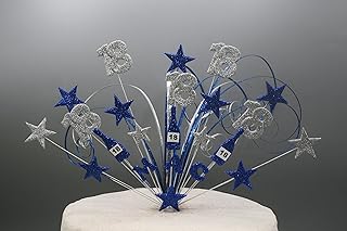 Cake Topper Champagne Stars Hearts on Wires Birthday Cake Spray Explosion Cake Decoration Personalised 16th 18th 21st 30th 40th 50th 60th 70th 80th 004