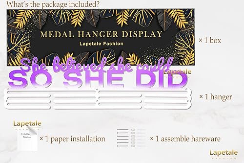 Miniatura 30 de Soporte de medallas deportivas para colgar medallas, estante de pared de 16 pulgadas de largo, premios, cinta, animación, gimnasia, fútbol, softbol