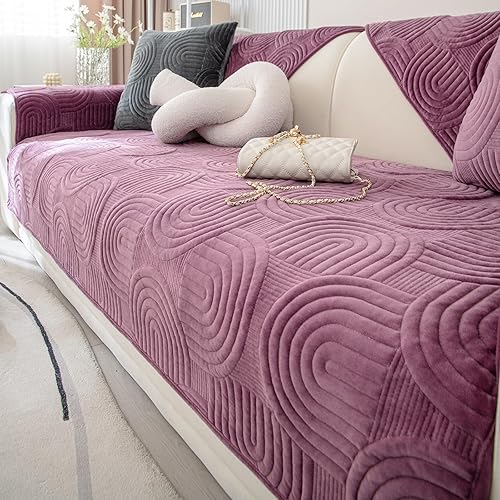 Miniatura 8 de Funda de Sofá Seccional Acolchada Geométrica de Felpa Suave Boho Antideslizante Mullida Color Sólido Lavable Funda Protectora de Muebles para Niños,