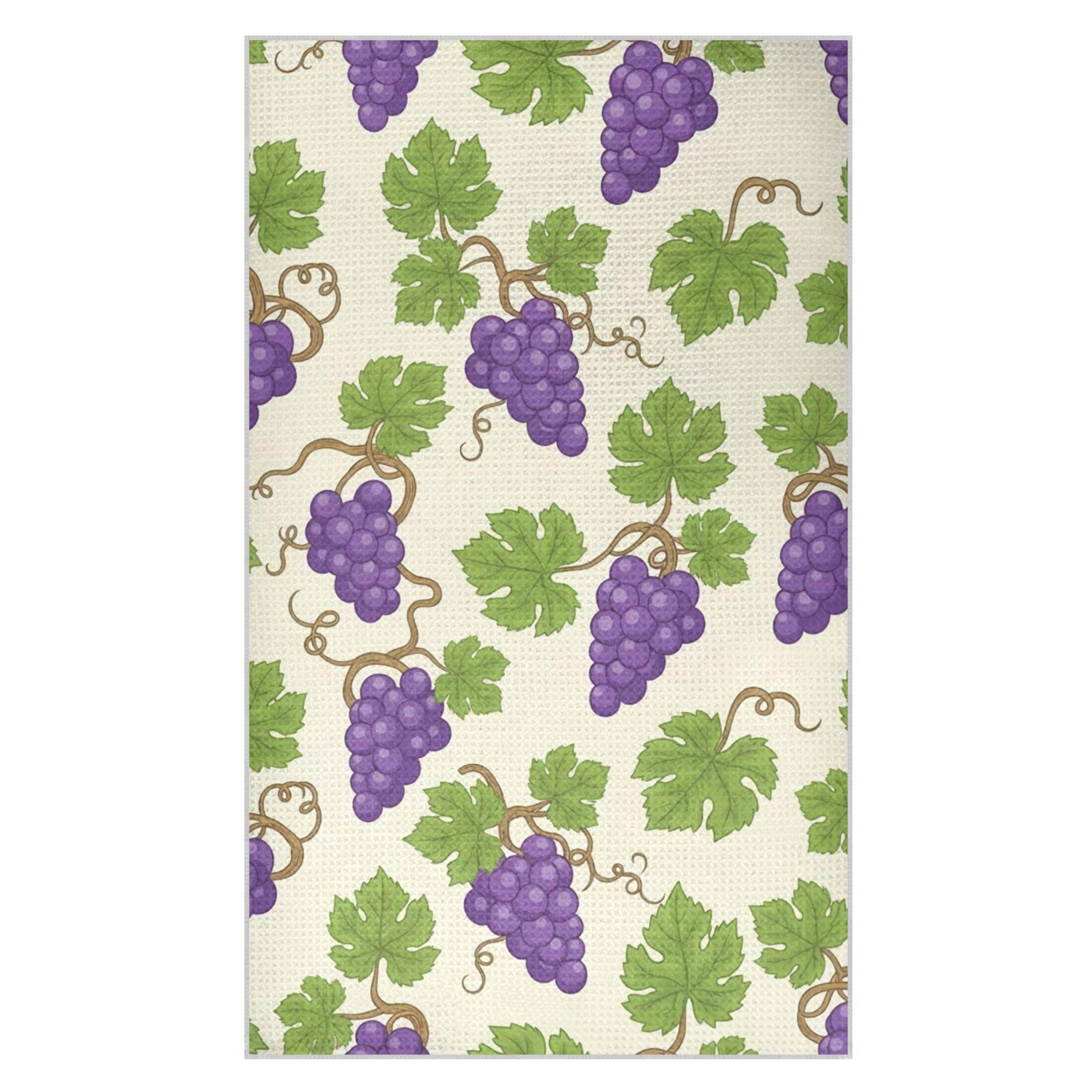 Kutsu Grape Waffle Weave Kitchen Towels Absorbent Quick Drying Dish Towels for Kitchen, Decorative Tea Towel, 18x30 in